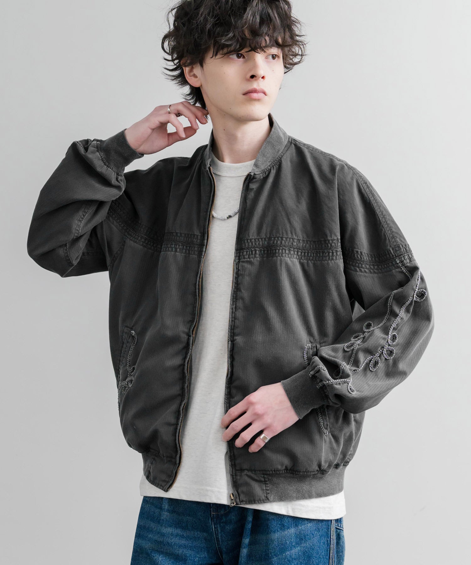 ロッキーモンロー Rocky Monroe ブルゾン ショート丈 メンズ ダービージャケット ライトアウター 異素材 オーバーサイズ ラグラン 薄手 KRIFF MAYER 2534003 15612 (20.ベージュ) 20.ベージュ