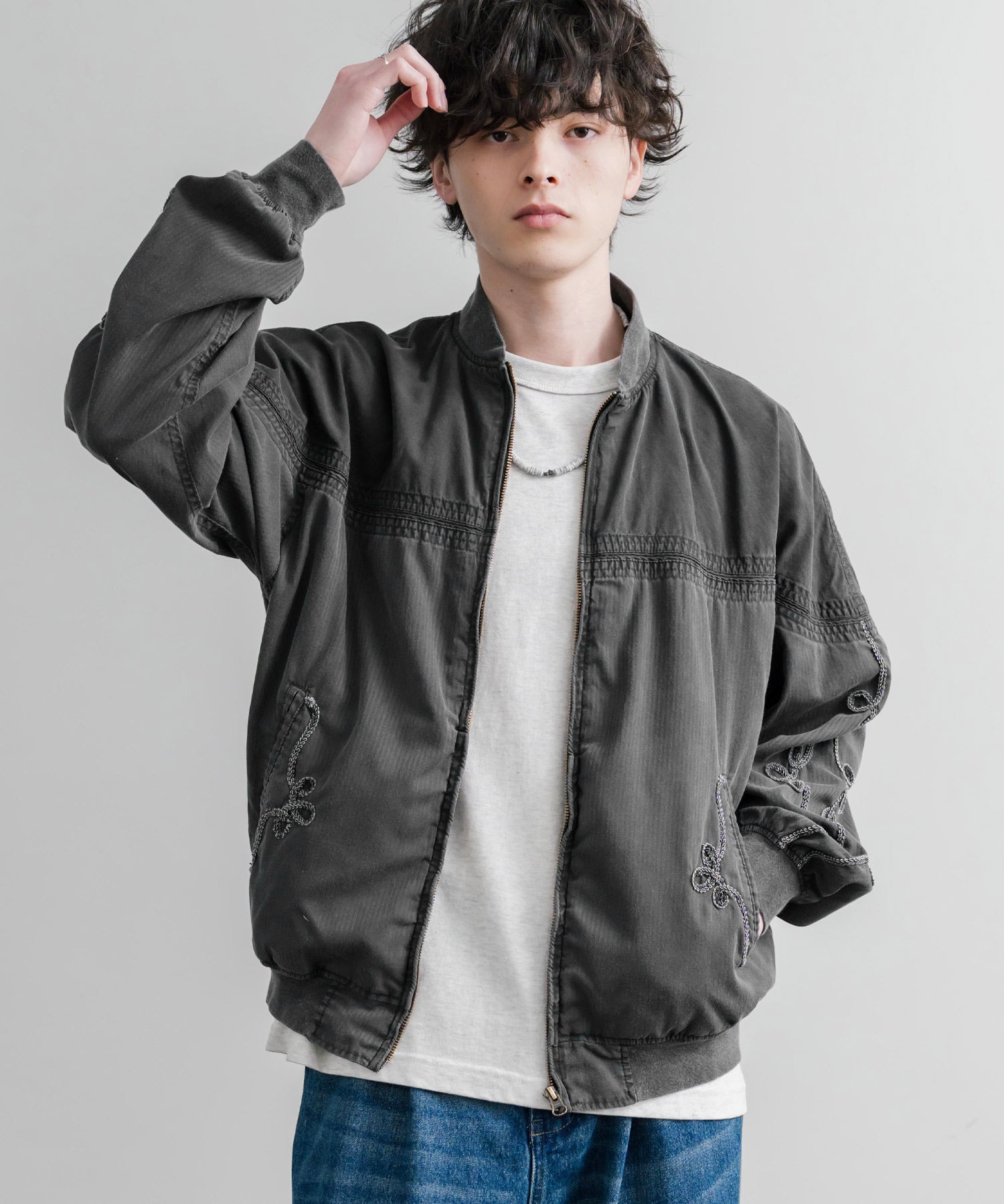 ロッキーモンロー Rocky Monroe ブルゾン ショート丈 メンズ ダービージャケット ライトアウター 異素材 オーバーサイズ ラグラン 薄手 KRIFF MAYER 2534003 15612 (20.ベージュ) 20.ベージュ