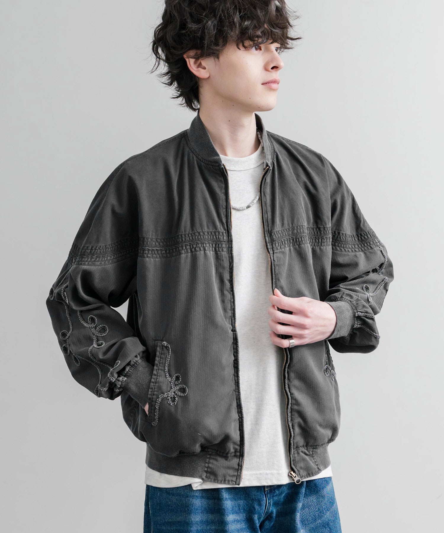 ロッキーモンロー Rocky Monroe ブルゾン ショート丈 メンズ ダービージャケット ライトアウター 異素材 オーバーサイズ ラグラン 薄手 KRIFF MAYER 2534003 15612 (20.ベージュ) 20.ベージュ