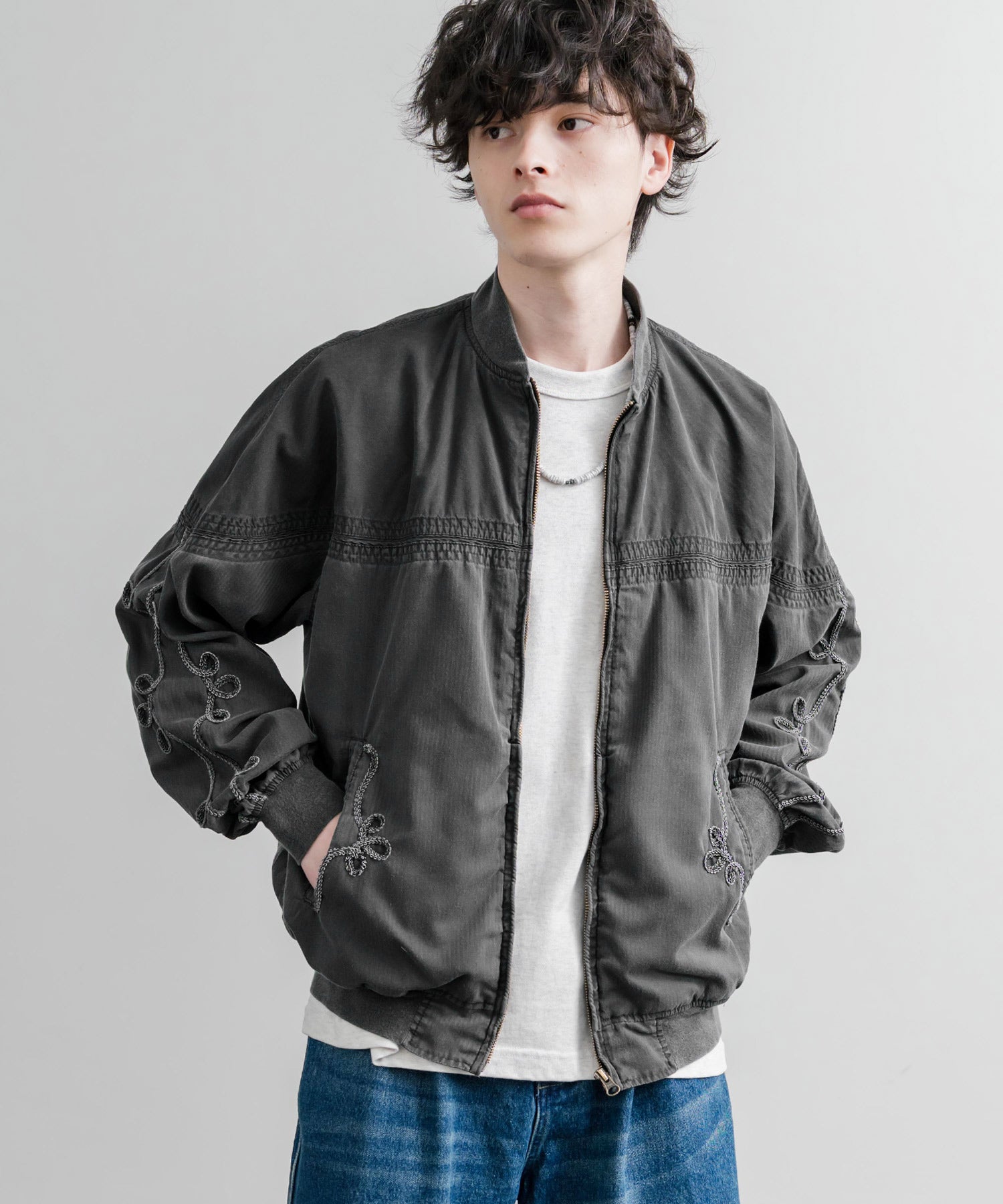 ロッキーモンロー Rocky Monroe ブルゾン ショート丈 メンズ ダービージャケット ライトアウター 異素材 オーバーサイズ ラグラン 薄手 KRIFF MAYER 2534003 15612 (20.ベージュ) 20.ベージュ