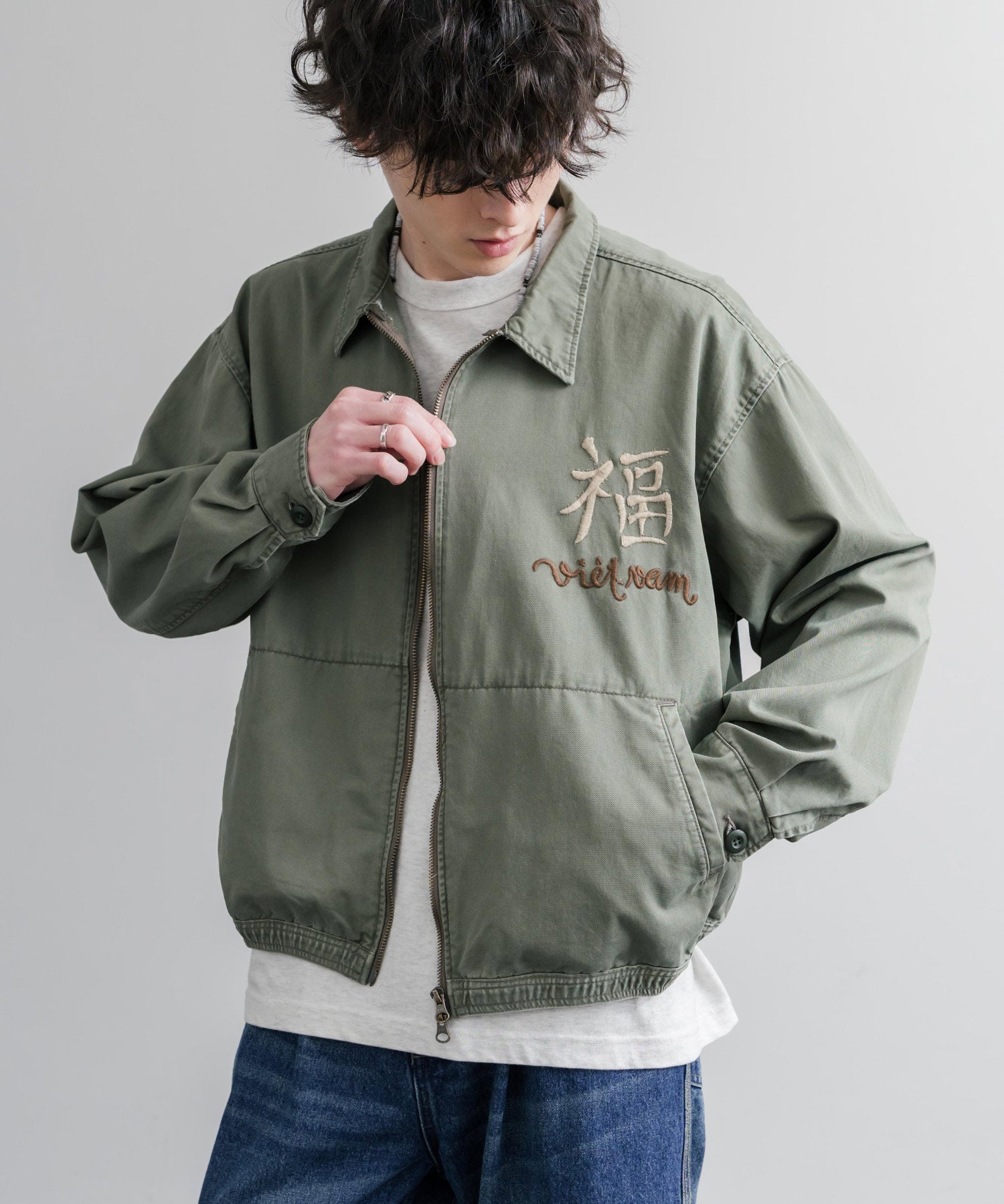 ロッキーモンロー Rocky Monroe スーベニアジャケット ベトジャン ブルゾン メンズ 刺繍 オーバーサイズ カジュアル アメカジ ミリタリー KRIFF MAYER 2534001 15610 (68.オリーブグリーン) 68.オリーブグリーン