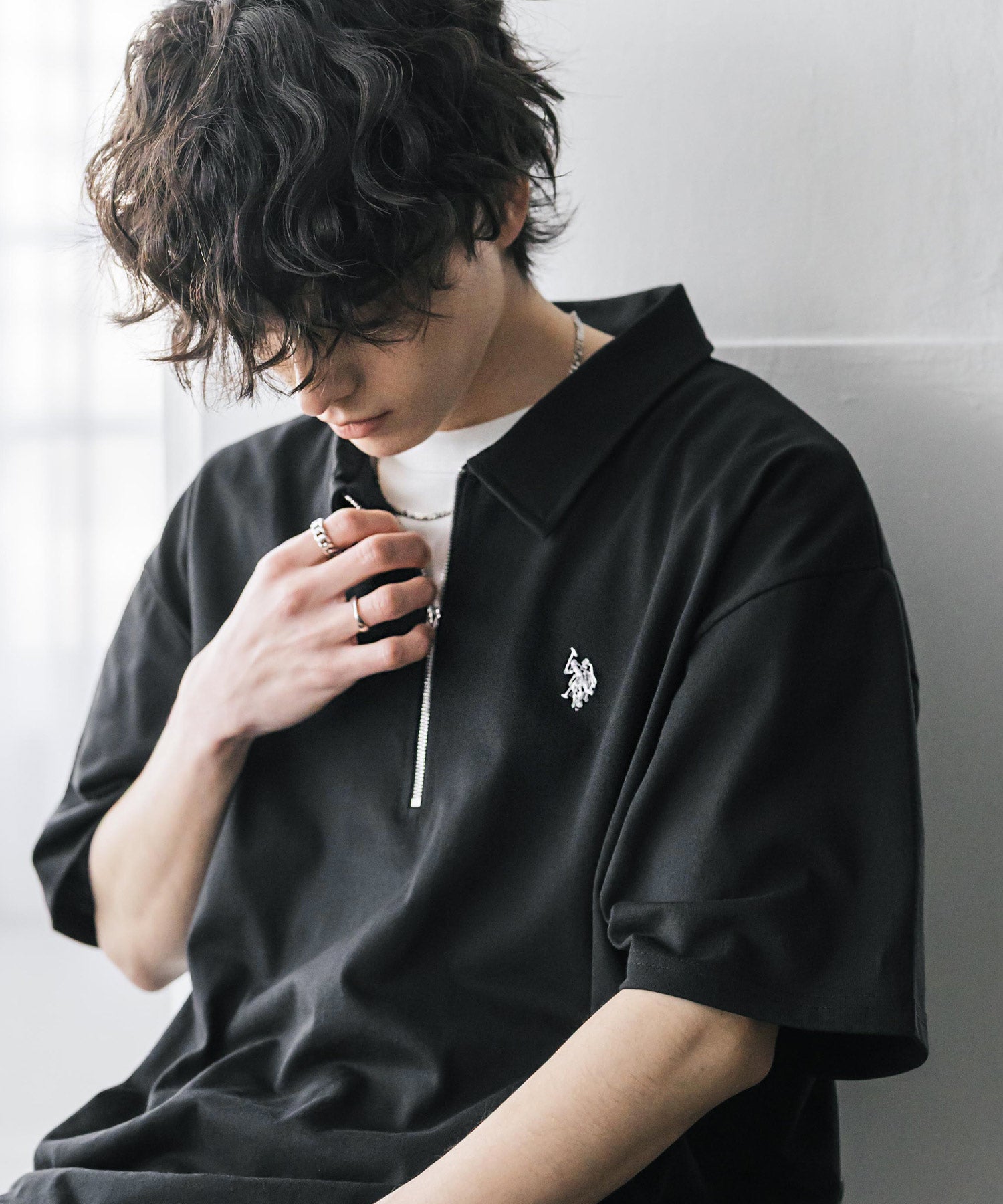 ロッキーモンロー Rocky Monroe U.S. POLO ASSN. ポロシャツ ハーフジップ 半袖 メンズ レディース 新色追加 天竺 ロゴ刺繍 無地 クレリック ゴルフ 別注コラボ 15426 (ワイン) ワイン