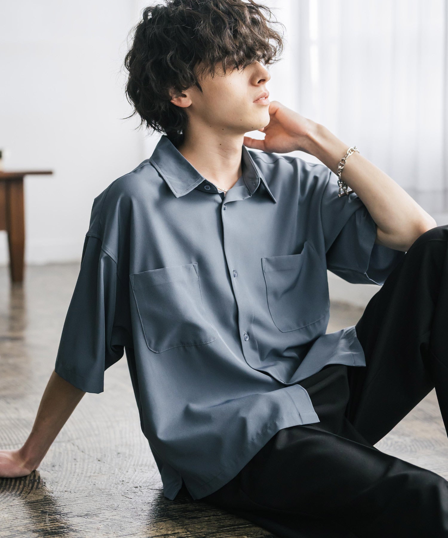 ロッキーモンロー Rocky Monroe 接触冷感 シャツ 半袖 短丈 ストレッチ メンズ レディース ショート丈 無地 とろみ オーバーサイズ ビッグシルエット リラックス ゆったり 15366 (バーガンディ) バーガンディ
