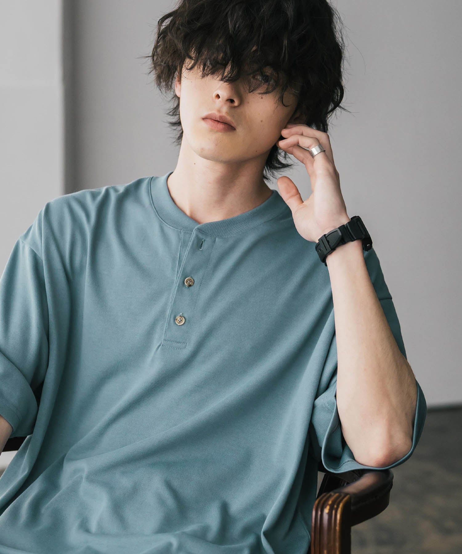 ロッキーモンロー Rocky Monroe Tシャツ 半袖 無地 ヘンリーネック メンズ レディース カットソー 多機能 接触冷感 遮熱 UVカット コットンタッチ 吸水拡散 リラックス 15428 (グレージュ) グレージュ