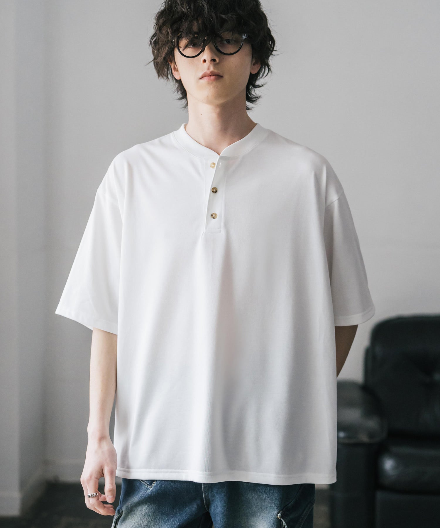 ロッキーモンロー Rocky Monroe Tシャツ 半袖 無地 ヘンリーネック メンズ レディース カットソー 多機能 接触冷感 遮熱 UVカット コットンタッチ 吸水拡散 リラックス 15428 (ホワイト) ホワイト