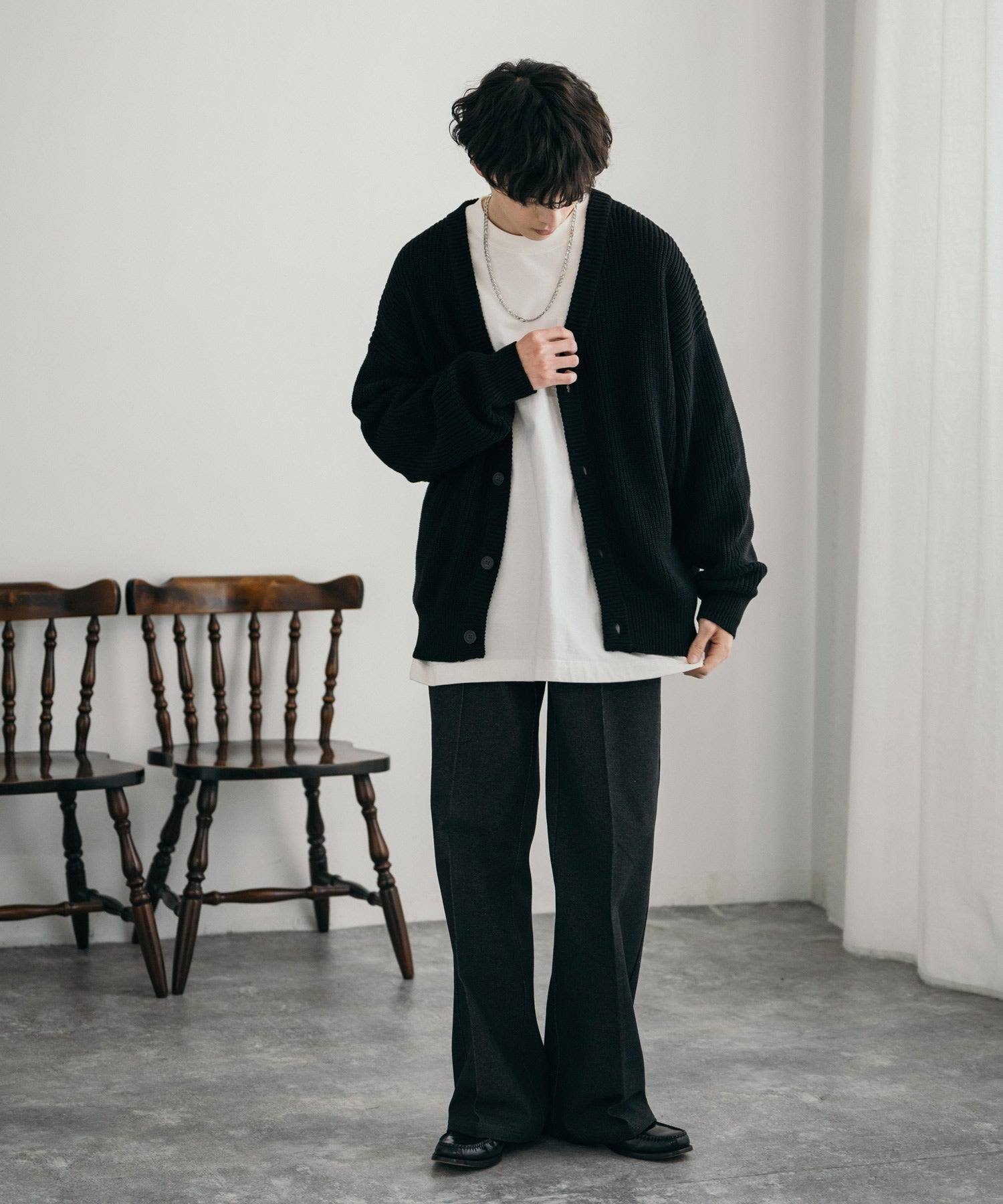 ロッキーモンロー Rocky Monroe ニットカーディガン メンズ レディース セーター 片畦編み ハイバルキー ウォッシャブル 羽織り ライトアウター オーバーサイズ ビッグシルエット カジュアル