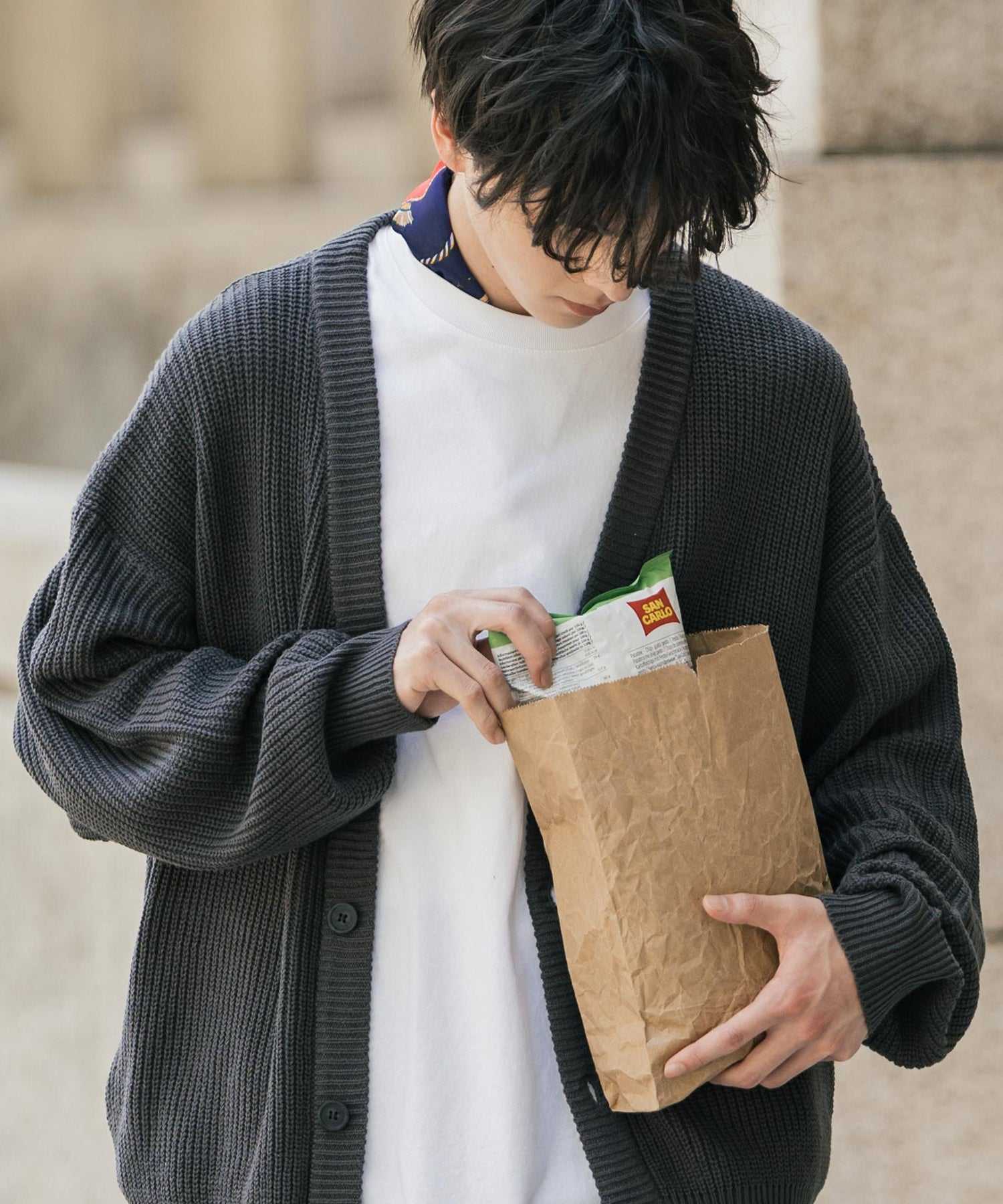 ロッキーモンロー Rocky Monroe ニットカーディガン メンズ レディース セーター 片畦編み ハイバルキー ウォッシャブル 羽織り ライトアウター オーバーサイズ ビッグシルエット カジュアル