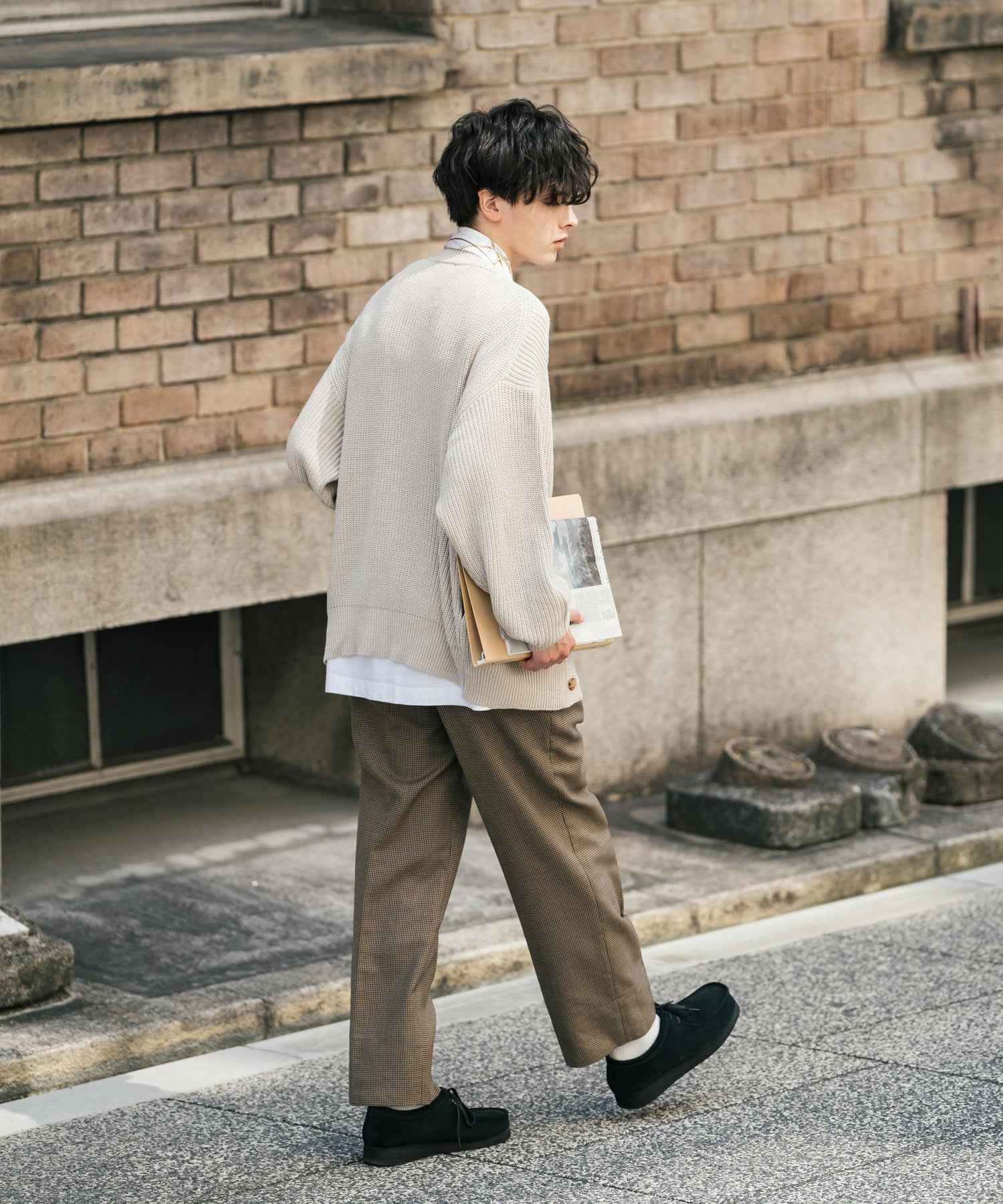 ロッキーモンロー Rocky Monroe ニットカーディガン メンズ レディース セーター 片畦編み ハイバルキー ウォッシャブル 羽織り ライトアウター オーバーサイズ ビッグシルエット カジュアル