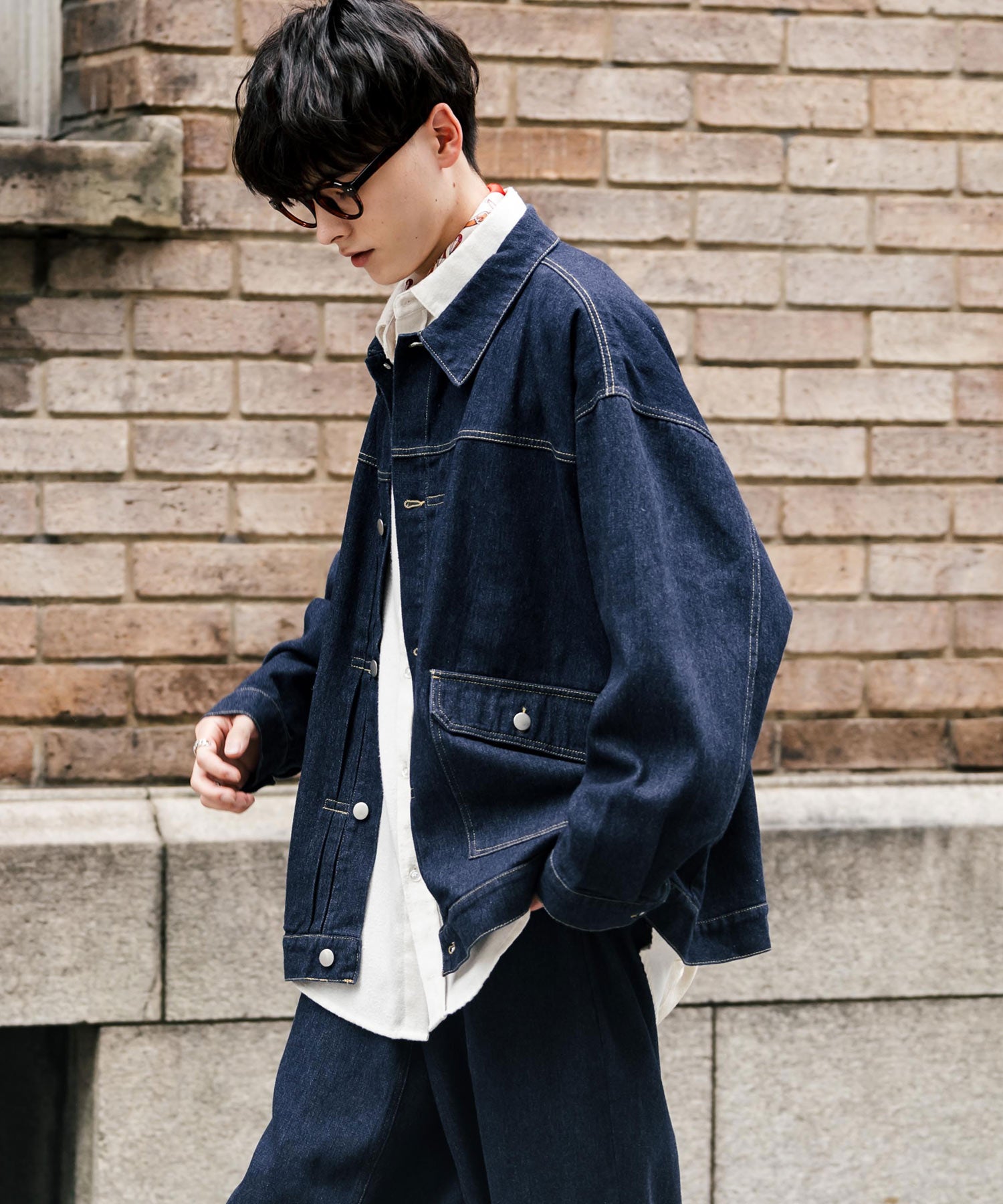 ロッキーモンロー Rocky Monroe セットアップ デニムジャケット ワイドパンツ メンズ レディース ライトアウター オーバーサイズ ビッグシルエット ゆったり ワーク セカンド 2nd Gジャン