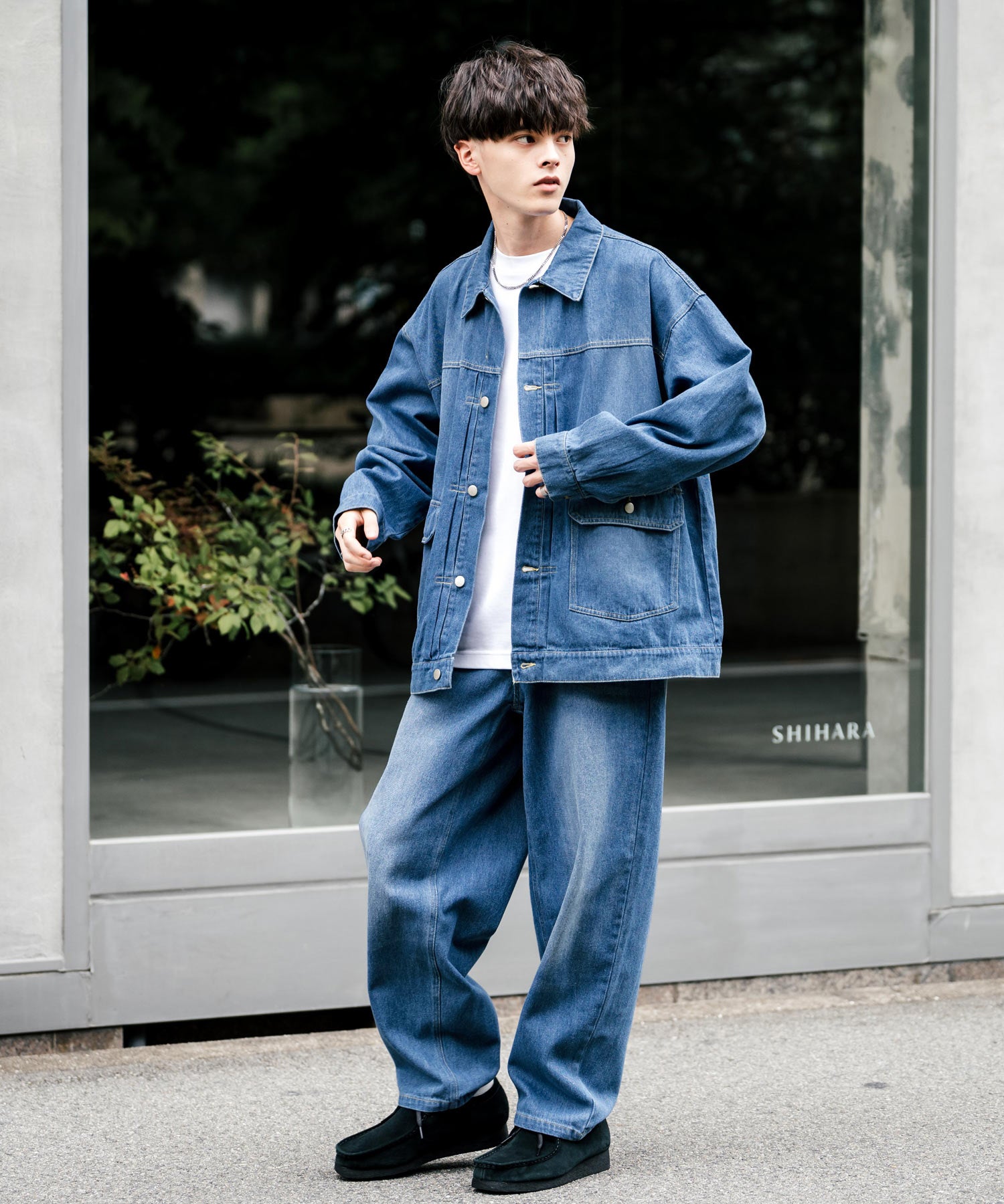 ロッキーモンロー Rocky Monroe セットアップ デニムジャケット ワイドパンツ メンズ レディース ライトアウター オーバーサイズ ビッグシルエット ゆったり ワーク セカンド 2nd Gジャン