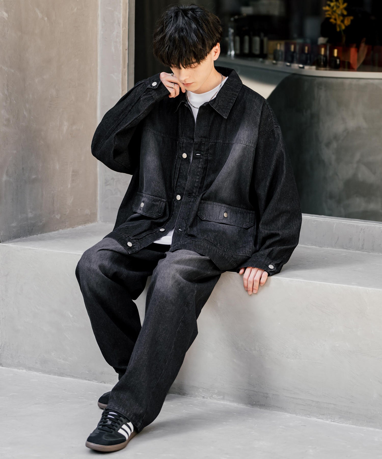 ロッキーモンロー Rocky Monroe セットアップ デニムジャケット ワイドパンツ メンズ レディース ライトアウター オーバーサイズ ビッグシルエット ゆったり ワーク セカンド 2nd Gジャン