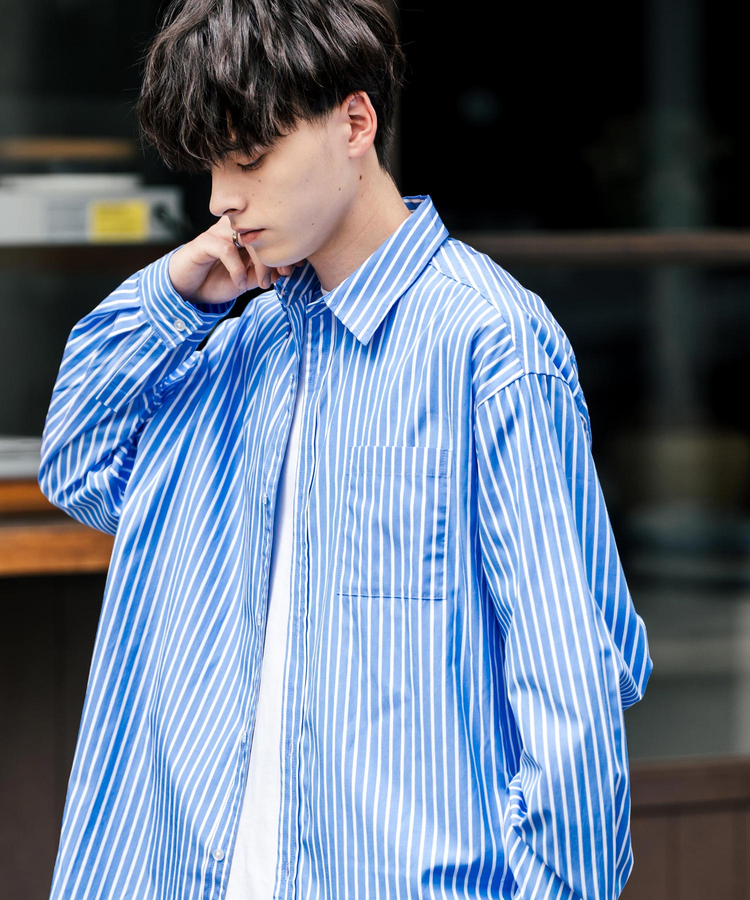 ロッキーモンロー Rocky Monroe ビッグシャツ 長袖 メンズ レディース 無地 ストライプ チェック ブロード オーバーサイズ ビッグシルエット リラックス ゆったり 軽い レギュラーカラー 白 (オレンジ(チェック)) オレンジ(チェック)