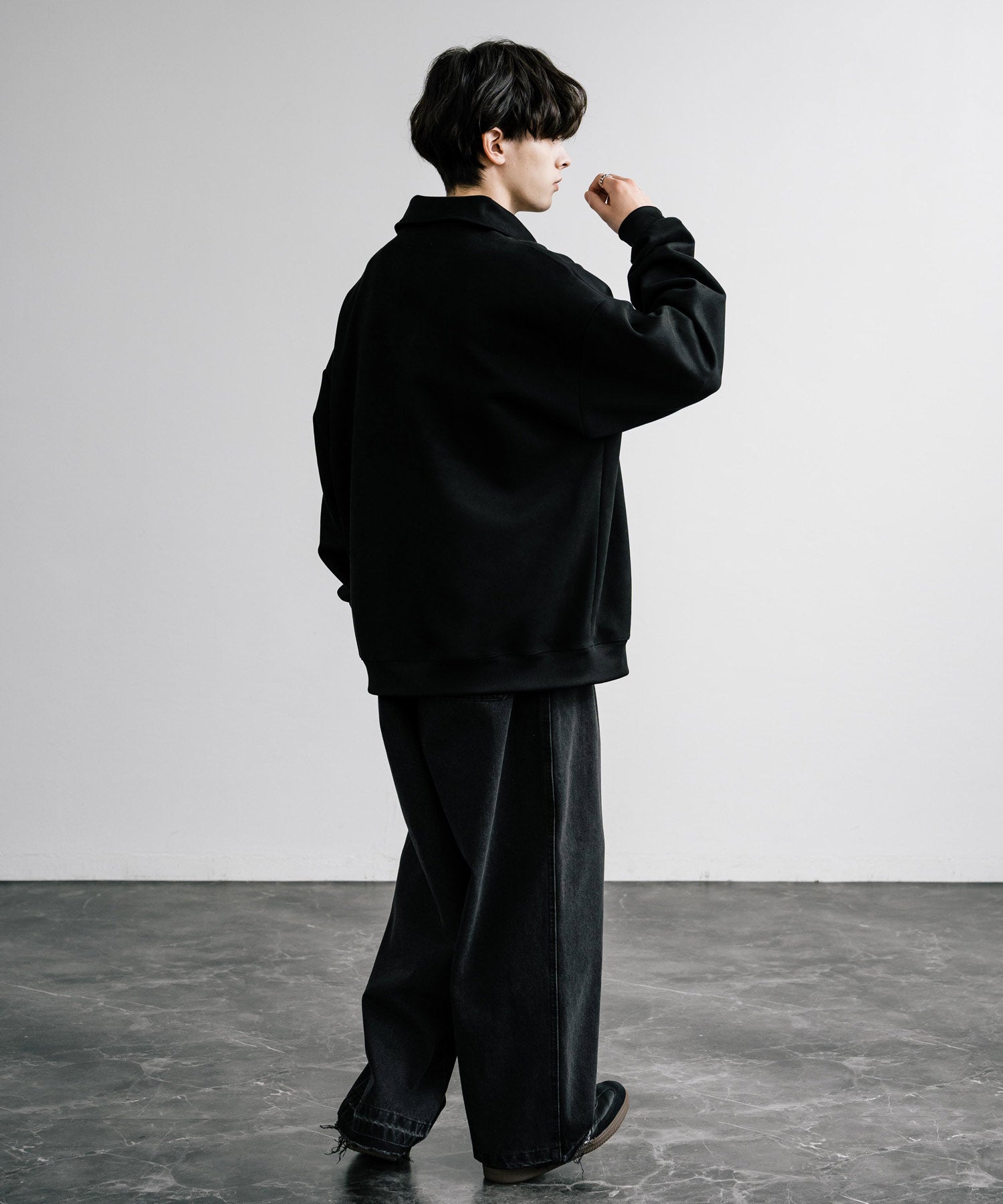 洛基·門羅 Rocky Monroe 半拉鍊 針織衫 假麂皮 男士 女士 長袖 套頭 大碼 寬鬆 起毛感 彈性 素色 簡約 13774