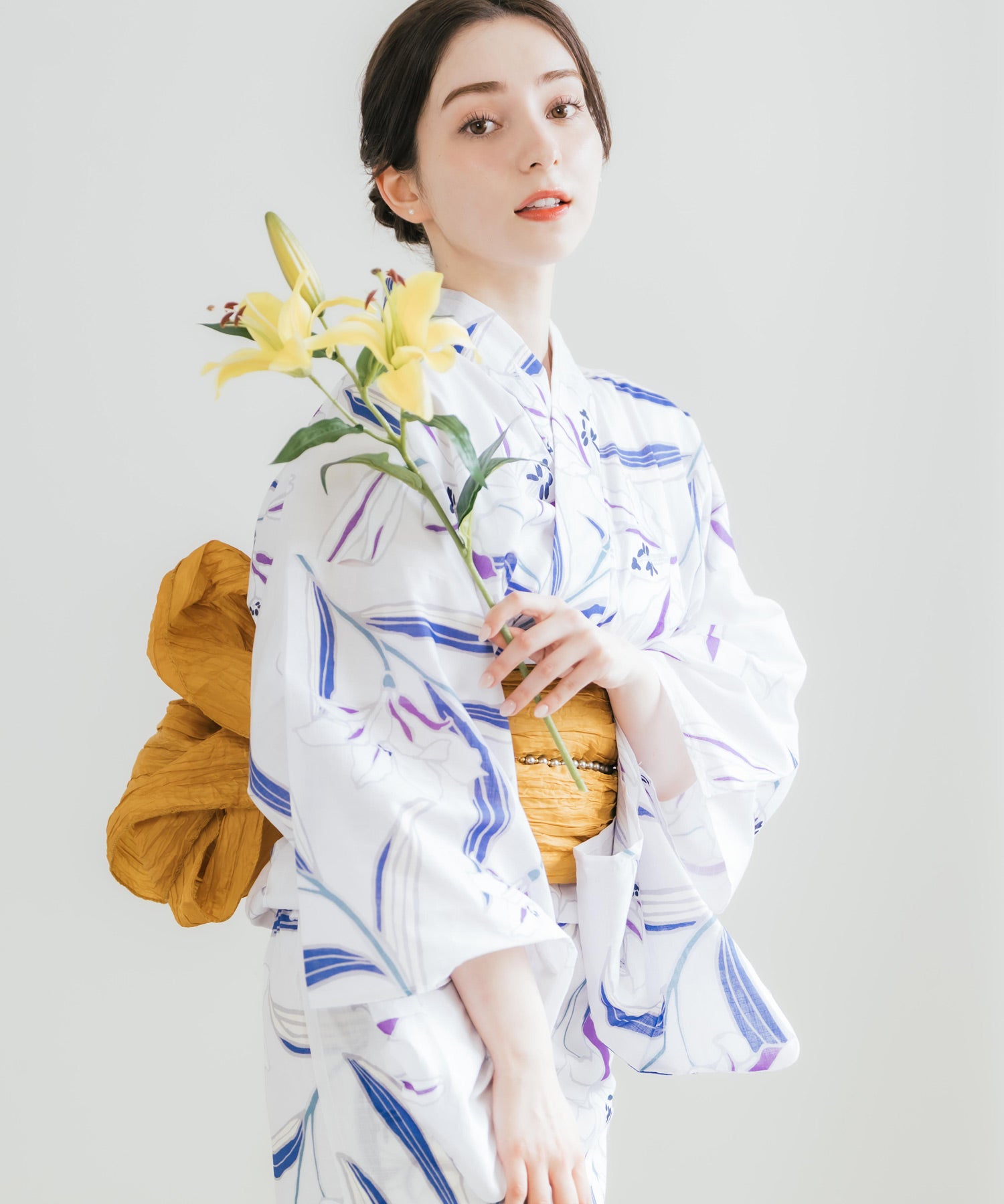 ロッキーモンロー Rocky Monroe 浴衣 2点セット レディース しわ兵児帯 和服 花柄 綿100% 女性用 大人 可愛い レトロ おしゃれ フリーサイズ 花火 夏祭り ゆかた 14697 (A) A