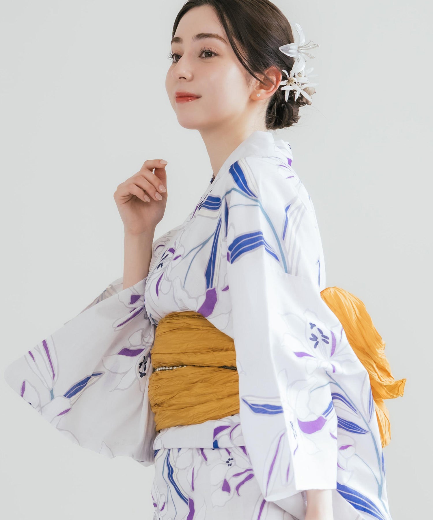 ロッキーモンロー Rocky Monroe 浴衣 2点セット レディース しわ兵児帯 和服 花柄 綿100% 女性用 大人 可愛い レトロ おしゃれ フリーサイズ 花火 夏祭り ゆかた 14697 (A) A