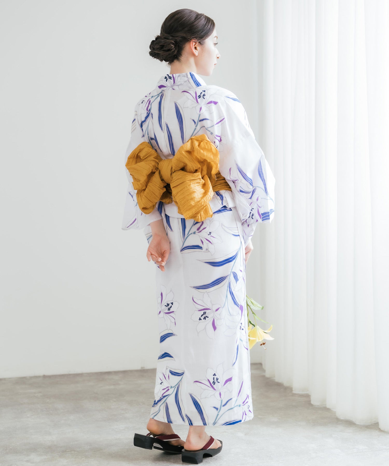 ロッキーモンロー Rocky Monroe 浴衣 2点セット レディース しわ兵児帯 和服 花柄 綿100% 女性用 大人 可愛い レトロ おしゃれ フリーサイズ 花火 夏祭り ゆかた 14697 (A) A