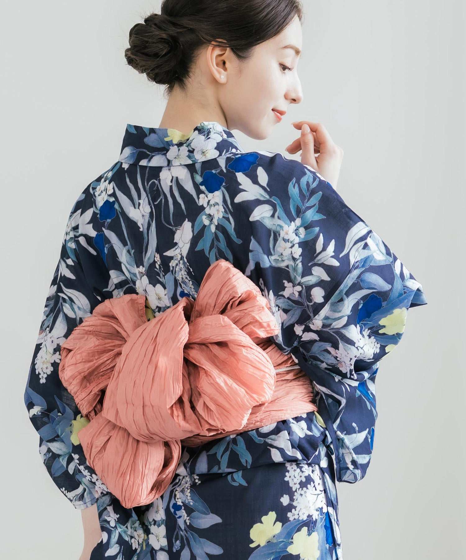 ロッキーモンロー Rocky Monroe 浴衣 2点セット レディース しわ兵児帯 和服 花柄 綿100% 女性用 大人 可愛い レトロ おしゃれ フリーサイズ 花火 夏祭り ゆかた 14697 (A) A