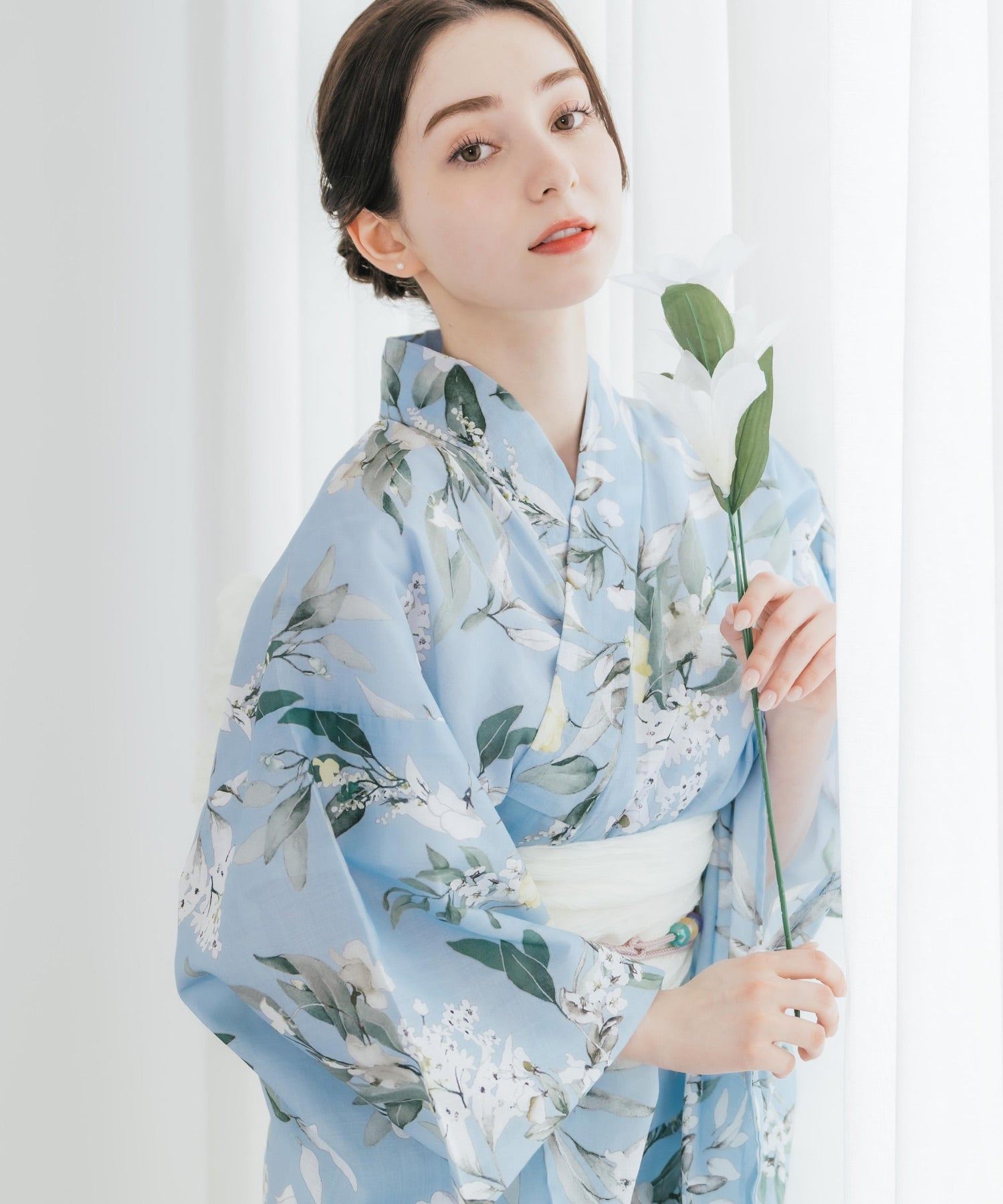 ロッキーモンロー Rocky Monroe 浴衣 2点セット レディース しわ兵児帯 和服 花柄 綿100% 女性用 大人 可愛い レトロ おしゃれ フリーサイズ 花火 夏祭り ゆかた 14697 (A) A