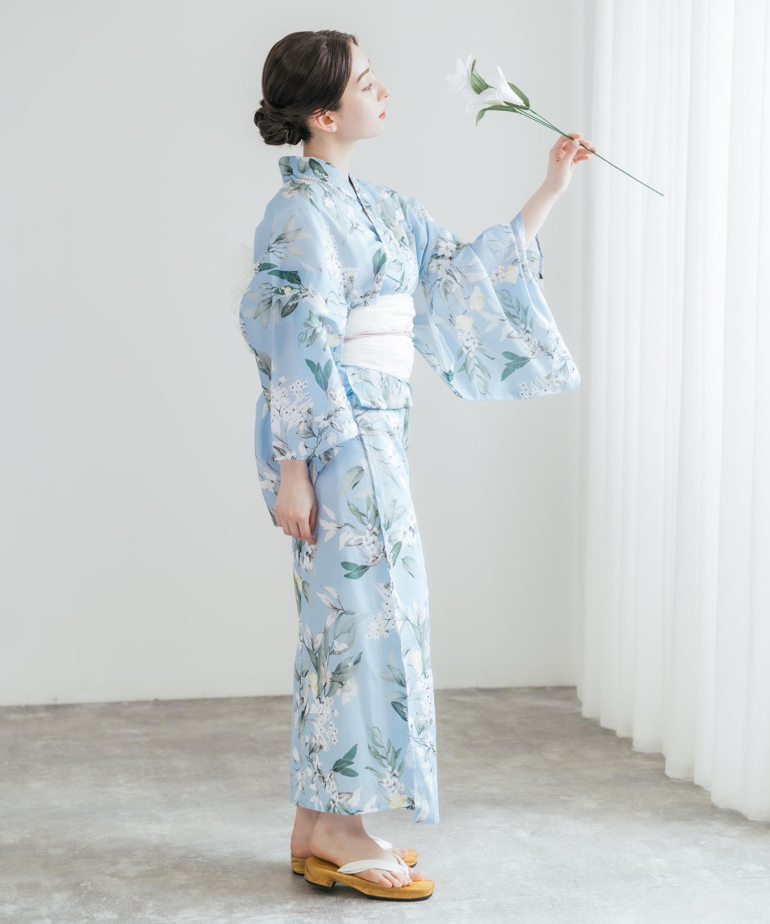 ロッキーモンロー Rocky Monroe 浴衣 2点セット レディース しわ兵児帯 和服 花柄 綿100% 女性用 大人 可愛い レトロ おしゃれ フリーサイズ 花火 夏祭り ゆかた 14697 (A) A