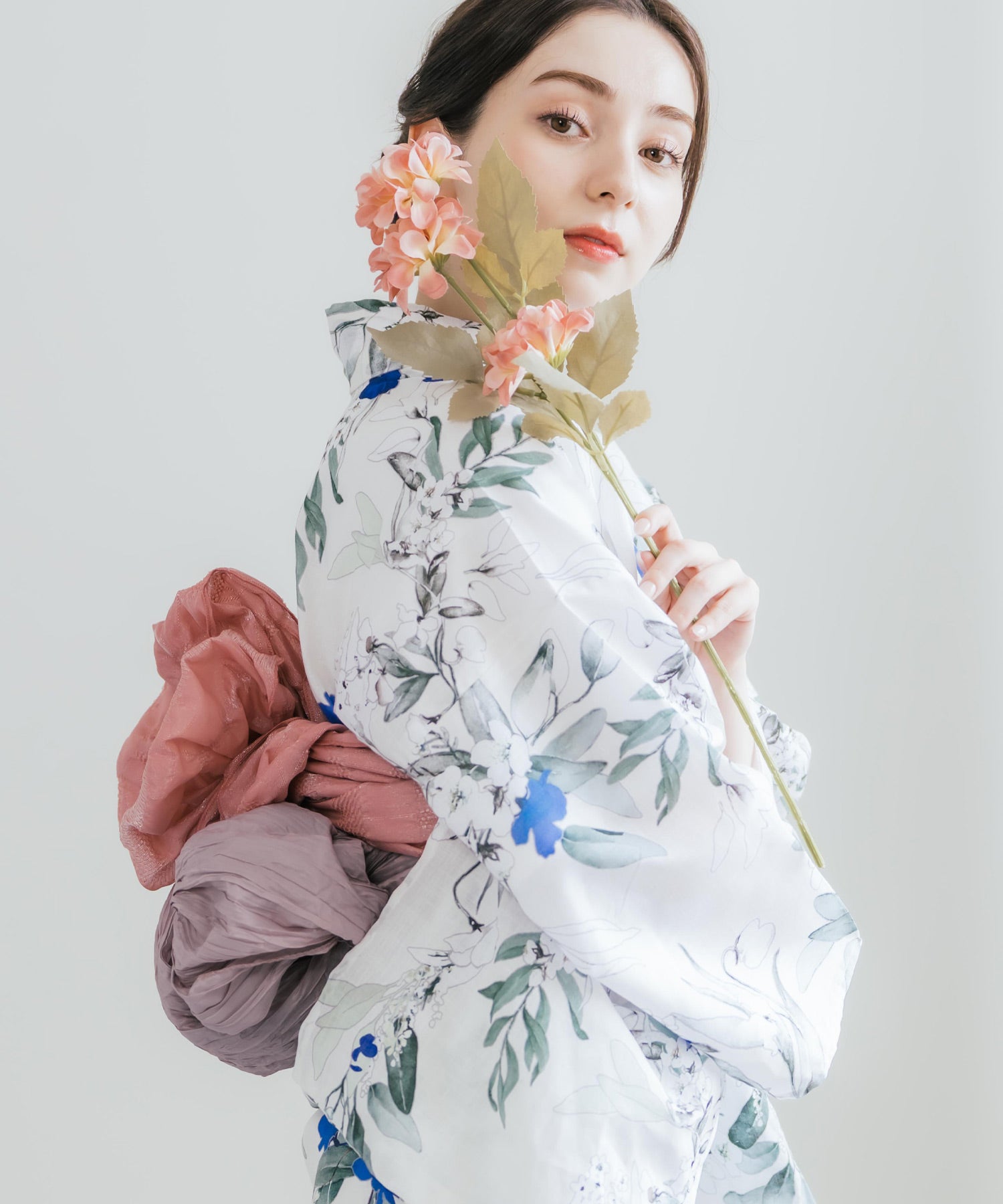 ロッキーモンロー Rocky Monroe 浴衣 2点セット レディース しわ兵児帯 和服 花柄 綿100% 女性用 大人 可愛い レトロ おしゃれ フリーサイズ 花火 夏祭り ゆかた 14697 (A) A