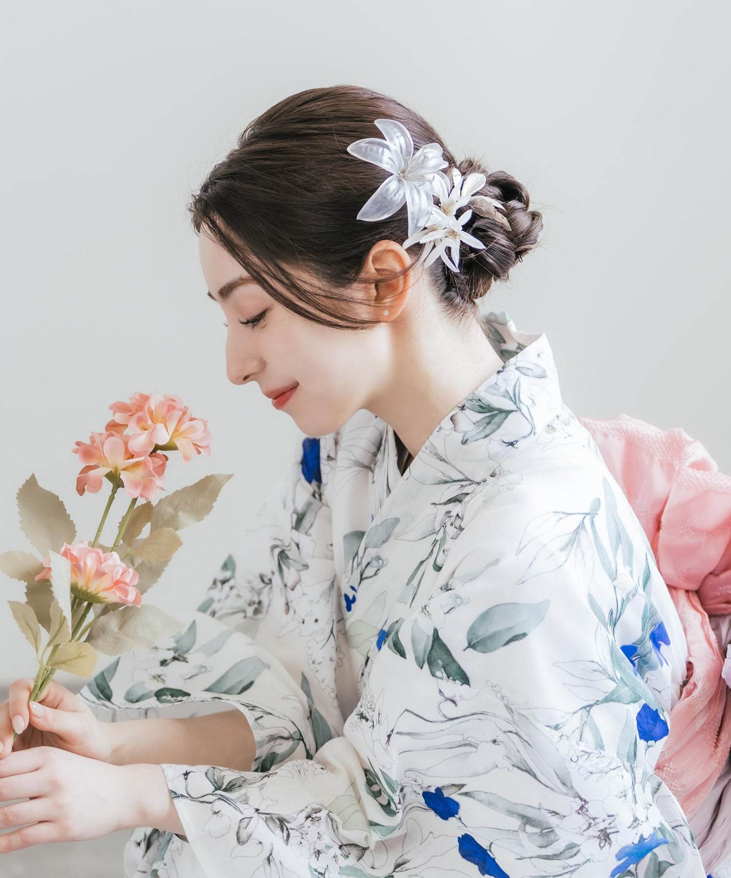 ロッキーモンロー Rocky Monroe 浴衣 2点セット レディース しわ兵児帯 和服 花柄 綿100% 女性用 大人 可愛い レトロ おしゃれ フリーサイズ 花火 夏祭り ゆかた 14697 (A) A