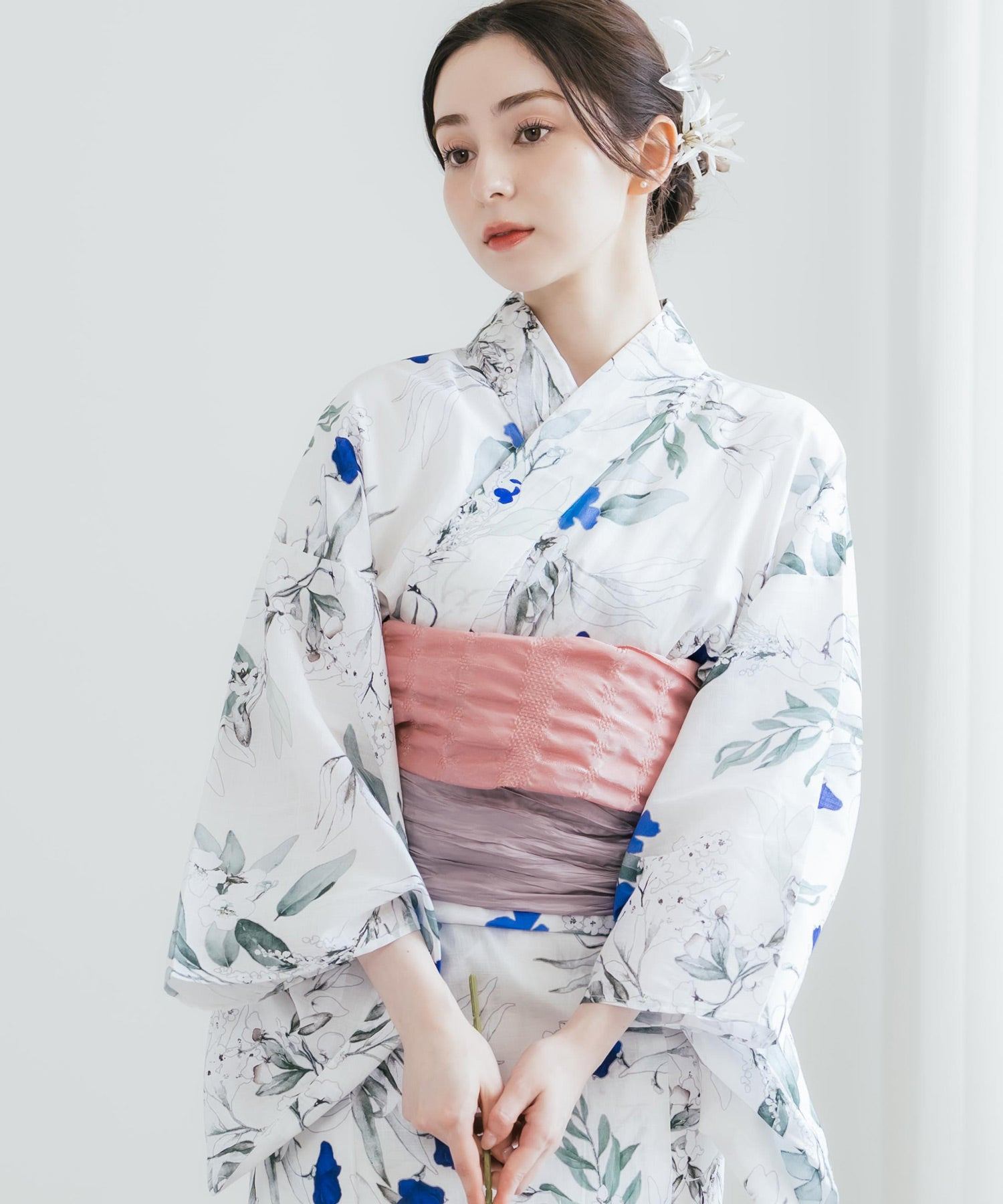 ロッキーモンロー Rocky Monroe 浴衣 2点セット レディース しわ兵児帯 和服 花柄 綿100% 女性用 大人 可愛い レトロ おしゃれ フリーサイズ 花火 夏祭り ゆかた 14697 (A) A