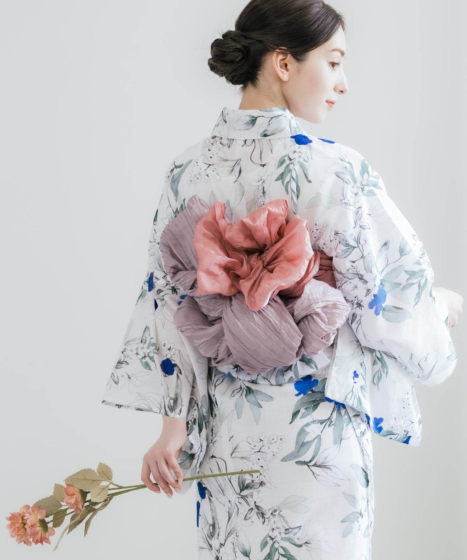 ロッキーモンロー Rocky Monroe 浴衣 2点セット レディース しわ兵児帯 和服 花柄 綿100% 女性用 大人 可愛い レトロ おしゃれ フリーサイズ 花火 夏祭り ゆかた 14697 (A) A