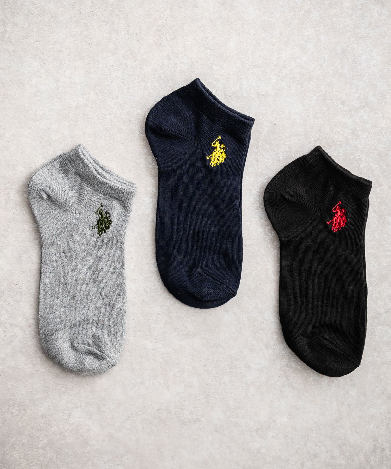ロッキーモンロー Rocky Monroe スニーカーソックス 3足セット アソート レディース 靴下 アンクル丈 くるぶし ロゴ刺繍 ワンポイント 通学 U.S. POLO ASSN. 15070 (アソート) アソート