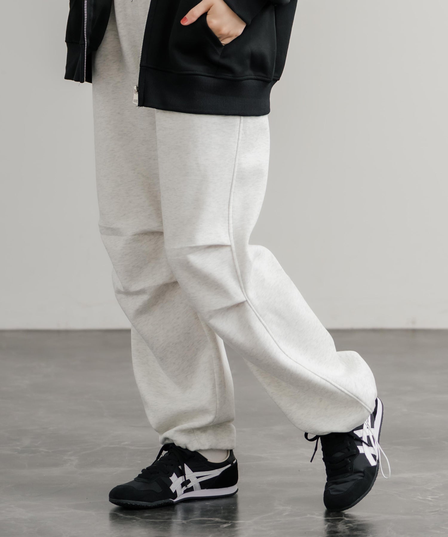 ロッキーモンロー Rocky Monroe スウェットパンツ パラシュート イージー ワイド レディース 膝タック ドレープ 無地 ウエストゴム ハイウエスト 韓国 Y2K スポーティー 14922 (L.グレー) L.グレー