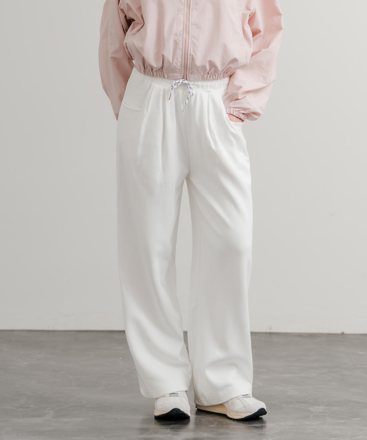 ロッキーモンロー Rocky Monroe スウェットパンツ イージー ワイド ルーズシルエット レディース ストレート 無地 ウエストゴム シンプル 韓国 Y2K スポーティー 部屋着 14918 (ホワイト) ホワイト