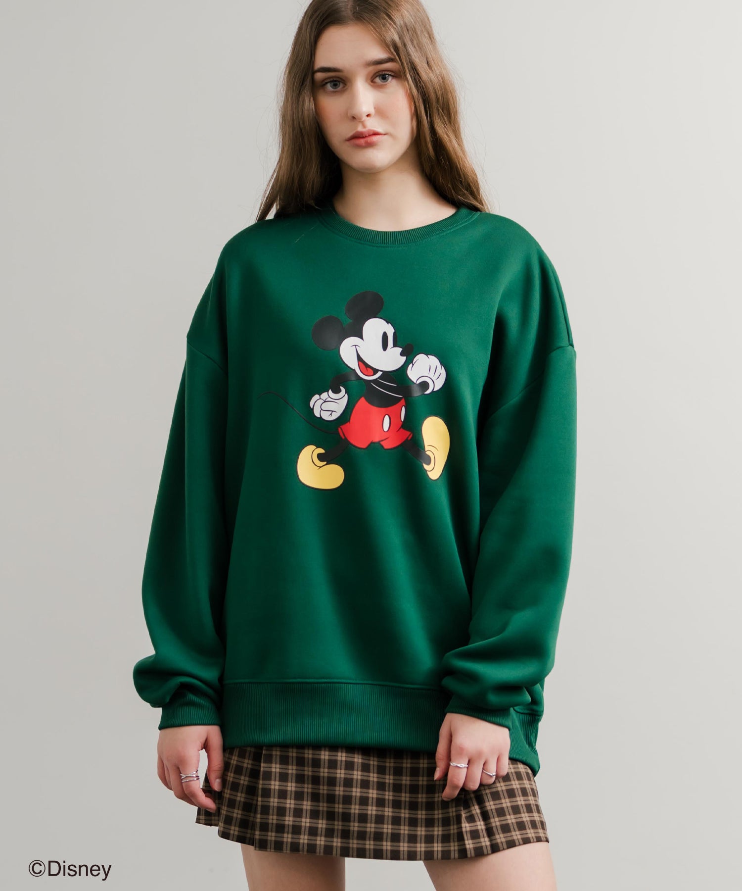 ロッキーモンロー Rocky Monroe DISNEY ディズニー ミッキーマウス スウェット トレーナー レディース メンズ 裏起毛 プリント キャラクター オーバーサイズ リラックス 14939 (B.D/グリーン) B.D/グリーン