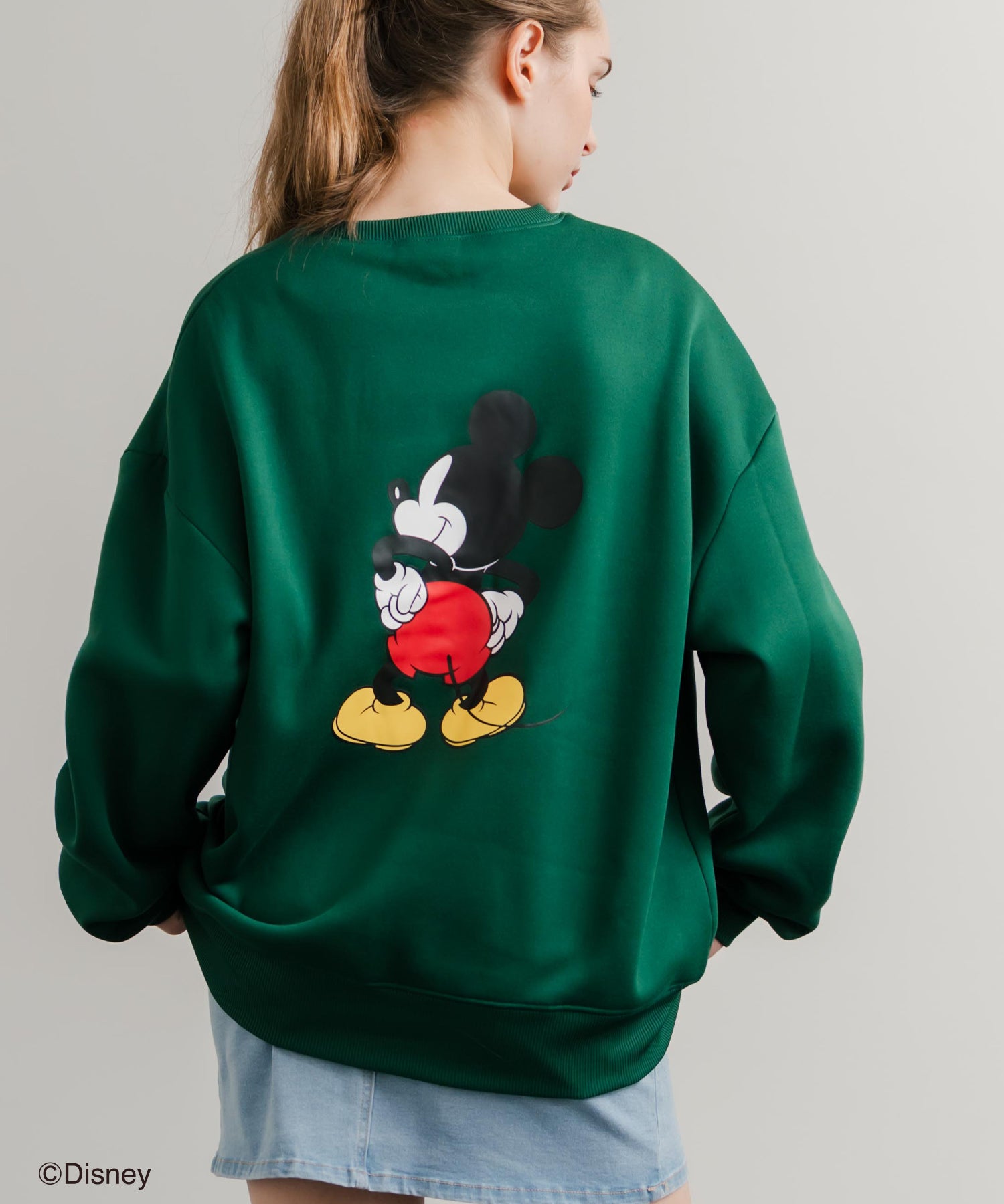 ロッキーモンロー Rocky Monroe DISNEY ディズニー ミッキーマウス スウェット トレーナー レディース メンズ 裏起毛 プリント キャラクター オーバーサイズ リラックス 14939 (B.D/グリーン) B.D/グリーン