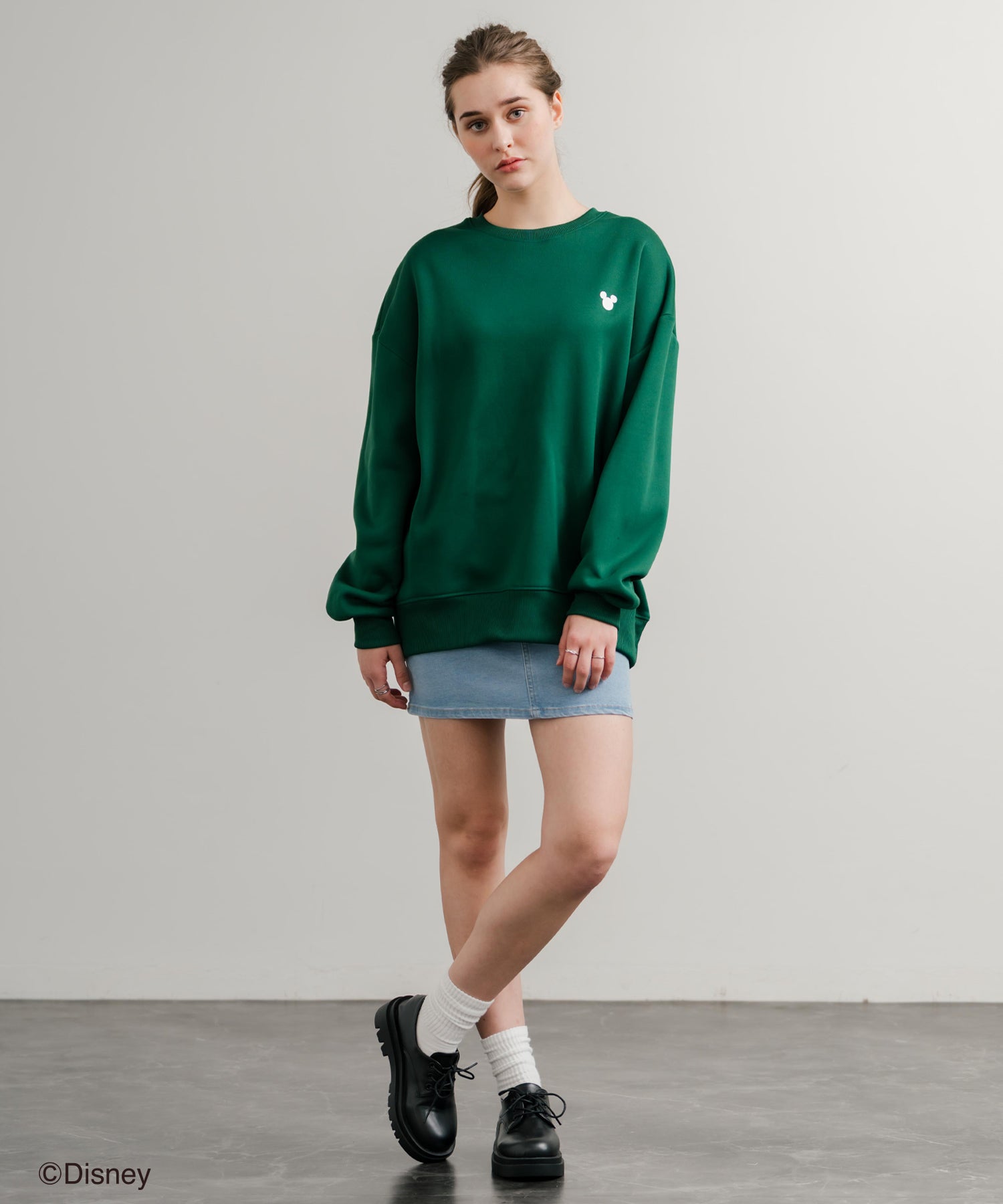 ロッキーモンロー Rocky Monroe DISNEY ディズニー ミッキーマウス スウェット トレーナー レディース メンズ 裏起毛 プリント キャラクター オーバーサイズ リラックス 14939 (B.D/グリーン) B.D/グリーン