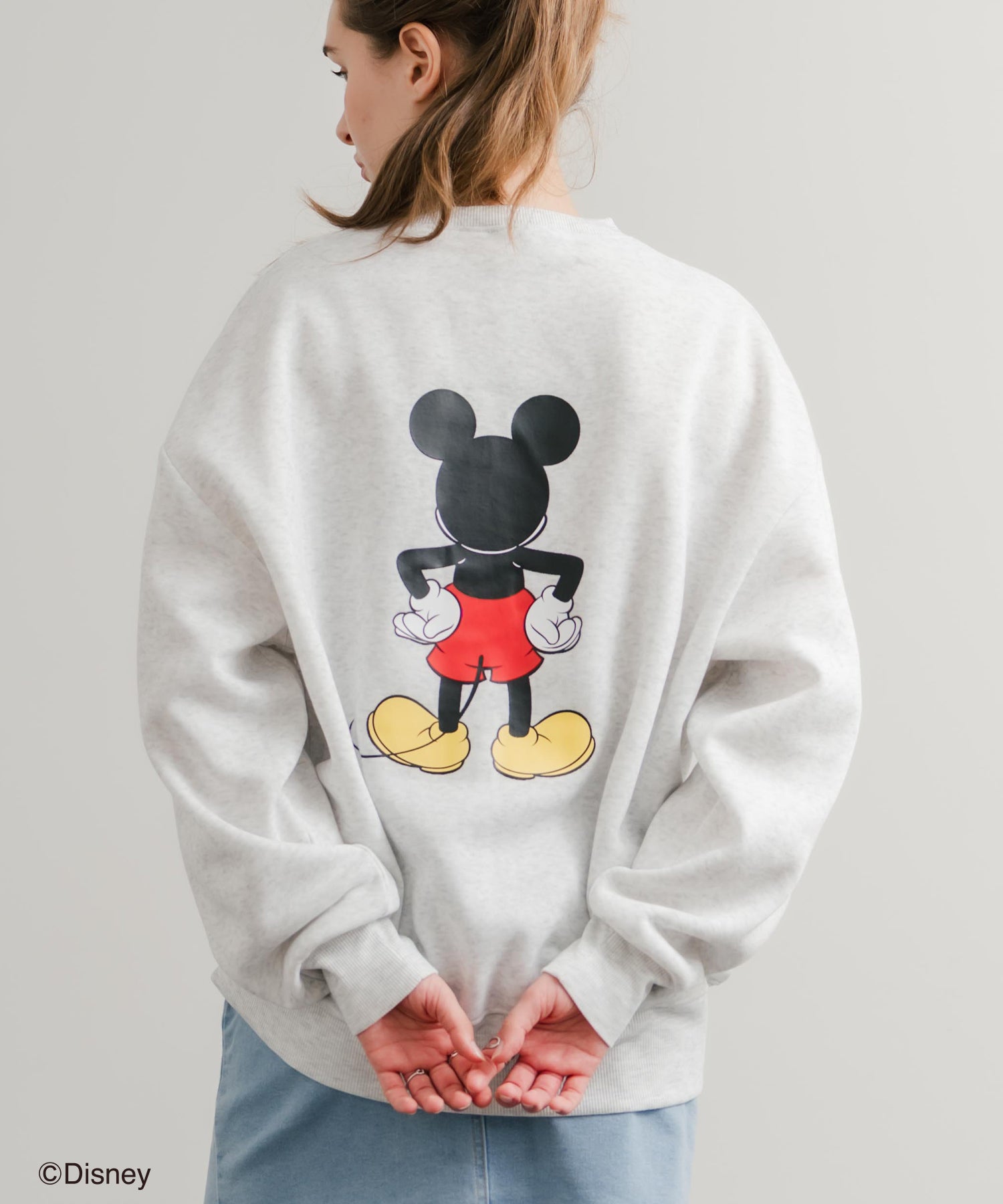 ロッキーモンロー Rocky Monroe DISNEY ディズニー ミッキーマウス スウェット トレーナー レディース メンズ 裏起毛 プリント キャラクター オーバーサイズ リラックス 14939 (D.オートミール) D.オートミール