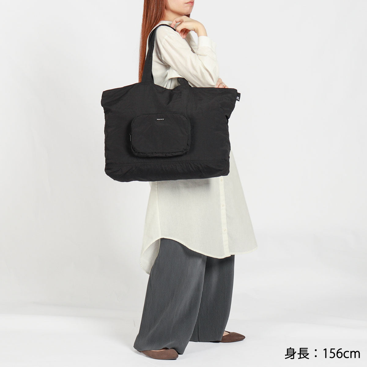 ルートート ROOTOTE トートバッグ レディース 大きめ ファスナー付き 軽量 A3 B4 A4 大容量 かわいい カジュアル ナイロン 旅行 パッカブル 撥水 無地 SN.GRANDE.パッカブル-B 1314 (GRAY) GRAY