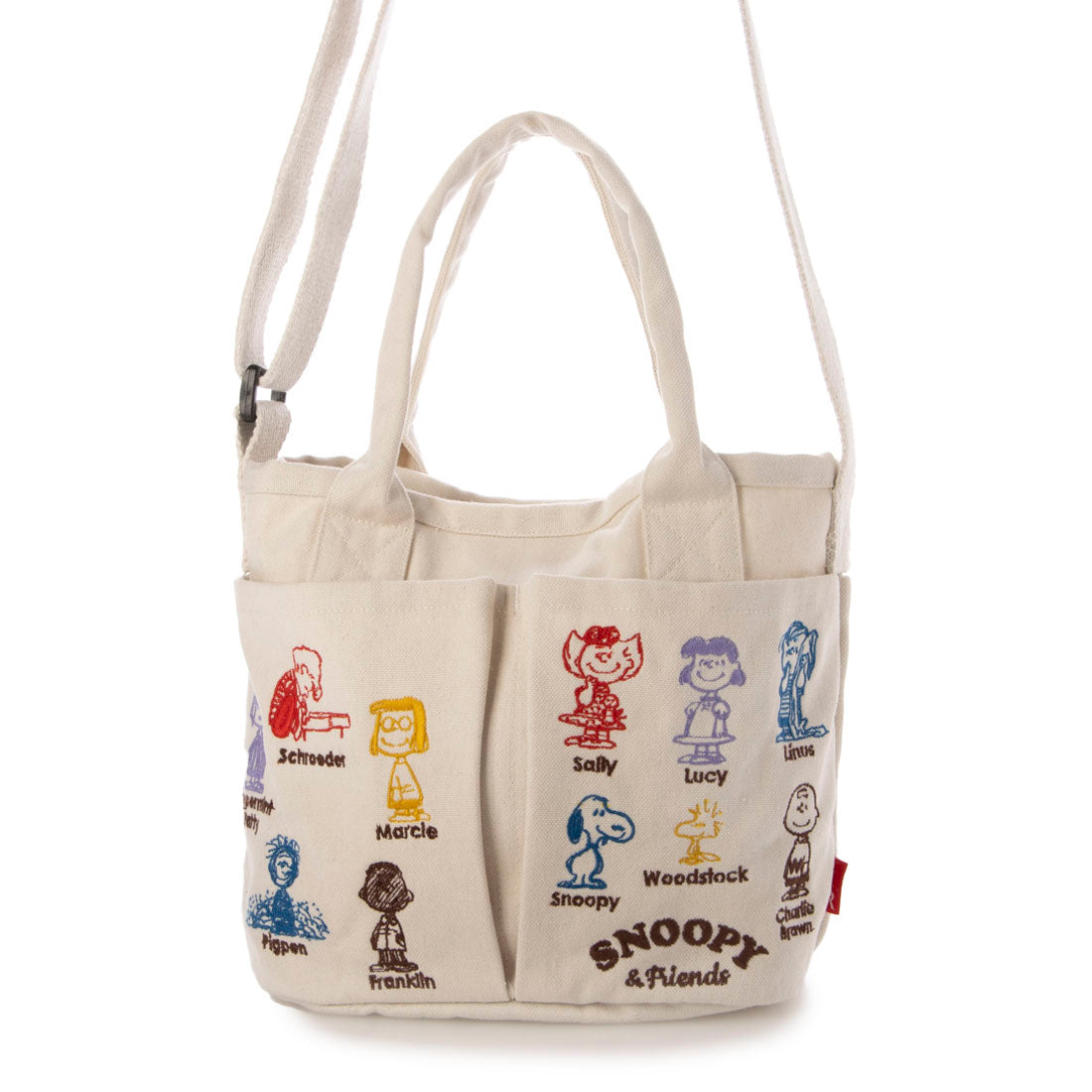 ルートート ROOTOTE スヌーピー 刺繍 ショルダー付 ミニ トートバッグ IP.ベビールー.ポケッツ.ピーナッツー0C 8422 (01 アイボリー) 01 アイボリー