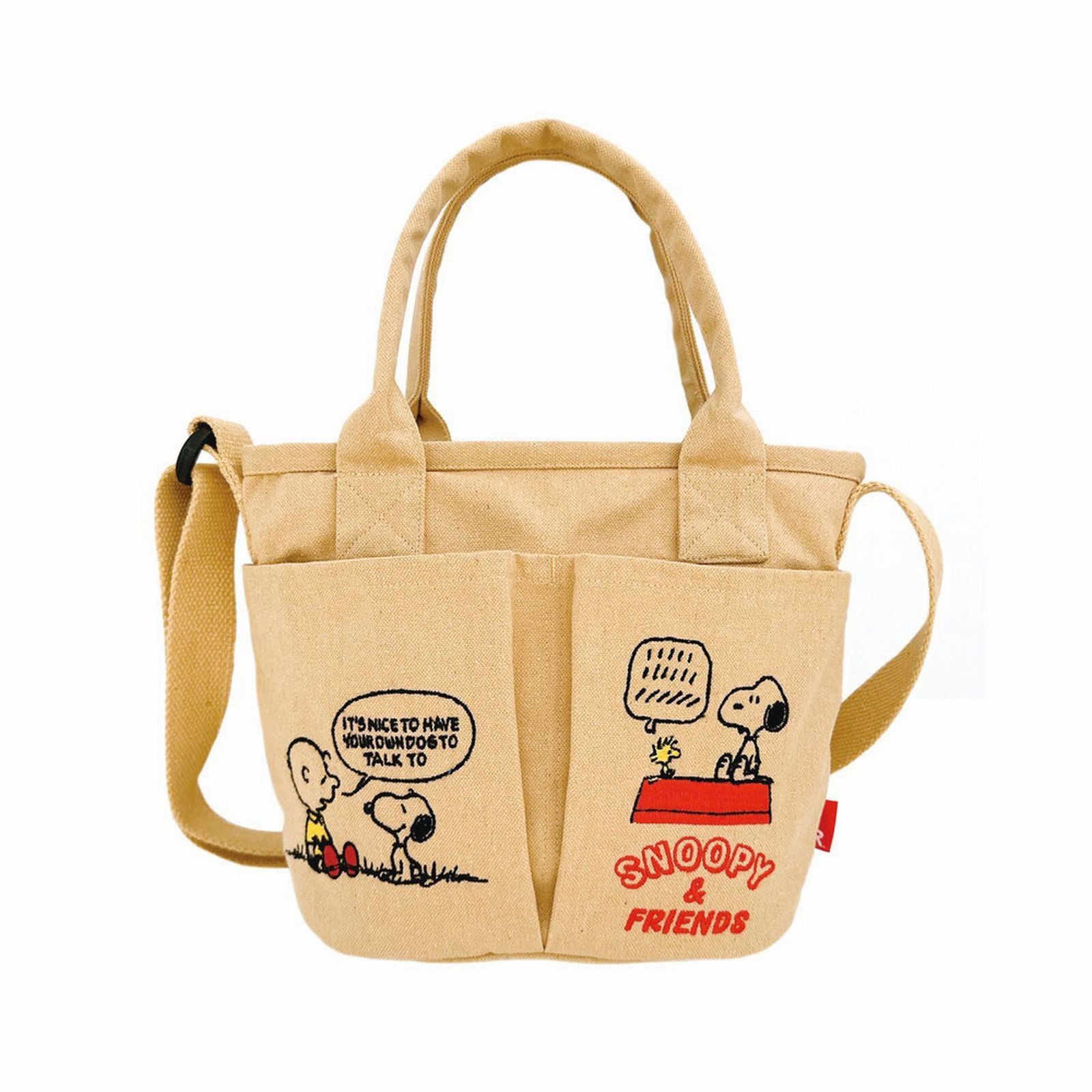 ルートート ROOTOTE スヌーピー 刺繍 ショルダー付 ミニ トートバッグ IP.ベビールー.ポケッツ.ピーナッツー0C 8422 (03 ベージュ) 03 ベージュ