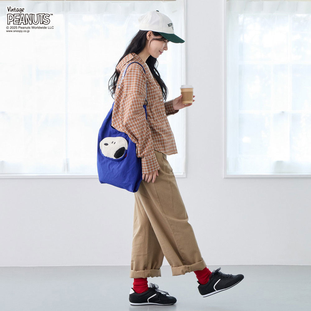 ルートート ROOTOTE トートバッグ レディース スヌーピー モチーフ 折りたたみ可能 ショルダー付 エコバッグ IP ルーショッパー ピーナッツ-0P 8458 (04 3D グラス) 04 3D グラス