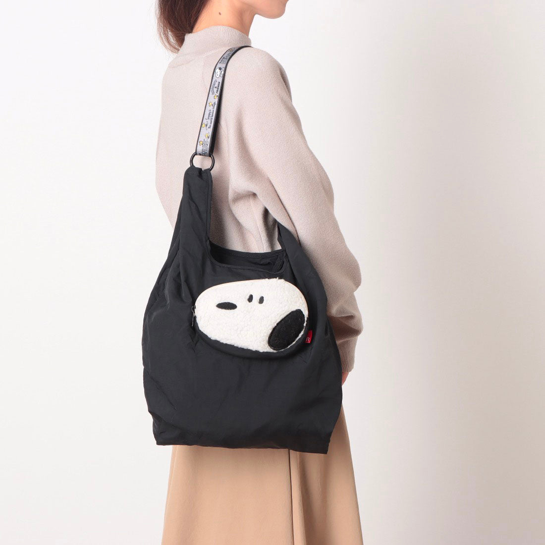 ルートート ROOTOTE トートバッグ レディース スヌーピー モチーフ 折りたたみ可能 ショルダー付 エコバッグ IP ルーショッパー ピーナッツ-0P 8458 (04 3D グラス) 04 3D グラス