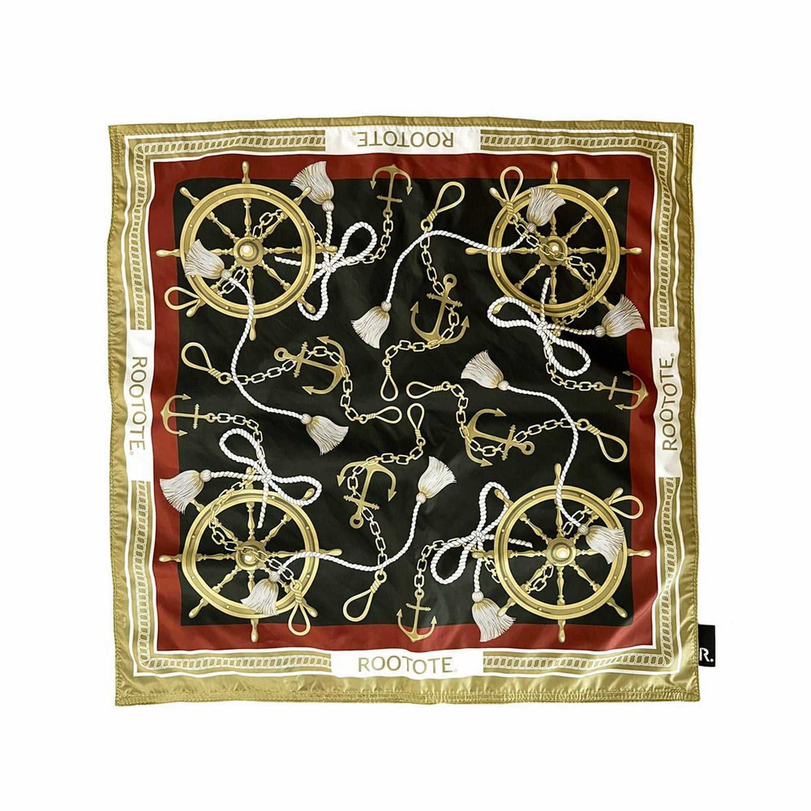 ルートート ROOTOTE トートバッグ レディース スカーフデザイン エコバッグ 肩掛け 軽量 LT.トール.スカーフーA 3664 (04 アンカー・ブラック) 04 アンカー・ブラック