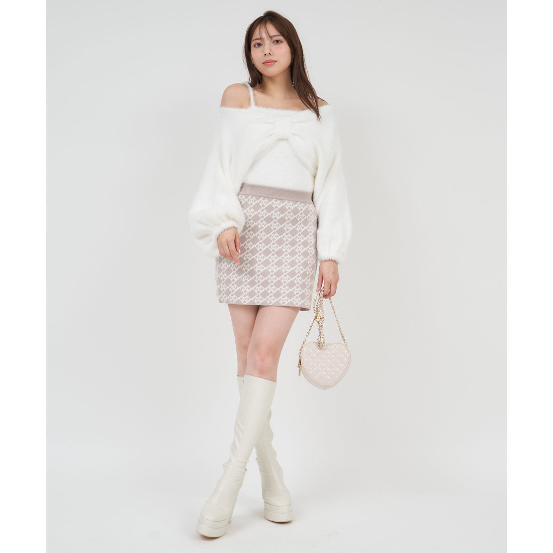 Royal Party Ribbon Bolero Shaggy Knit Ensemble