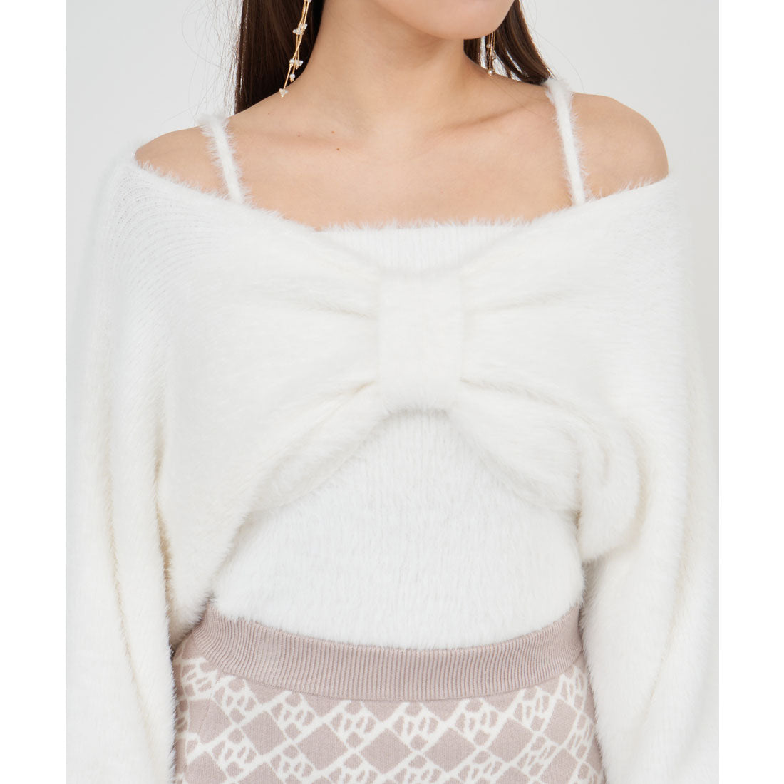 Royal Party Ribbon Bolero Shaggy Knit Ensemble