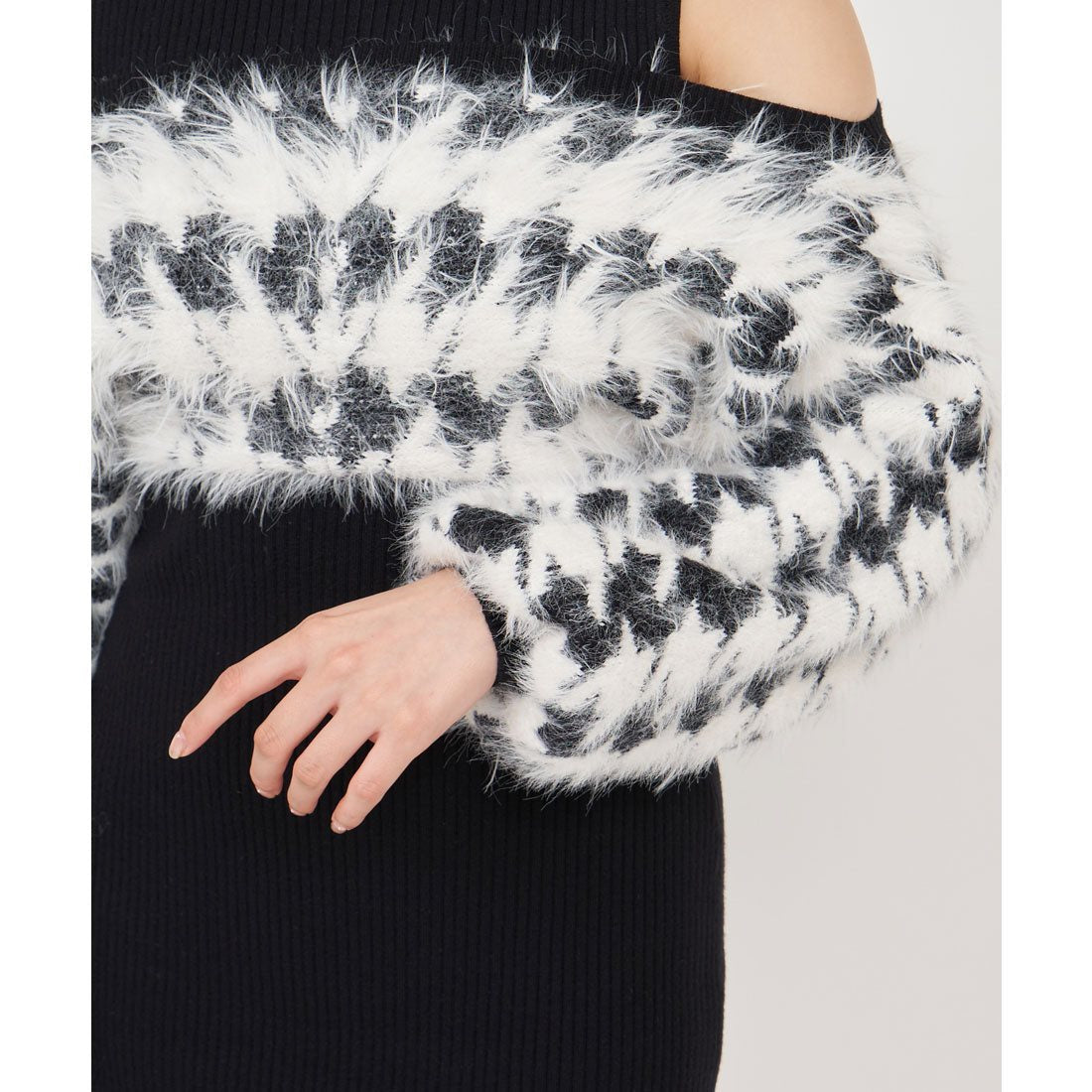 ロイヤルパーティー ROYAL PARTY 千鳥シャギードッキングニットミニワンピース