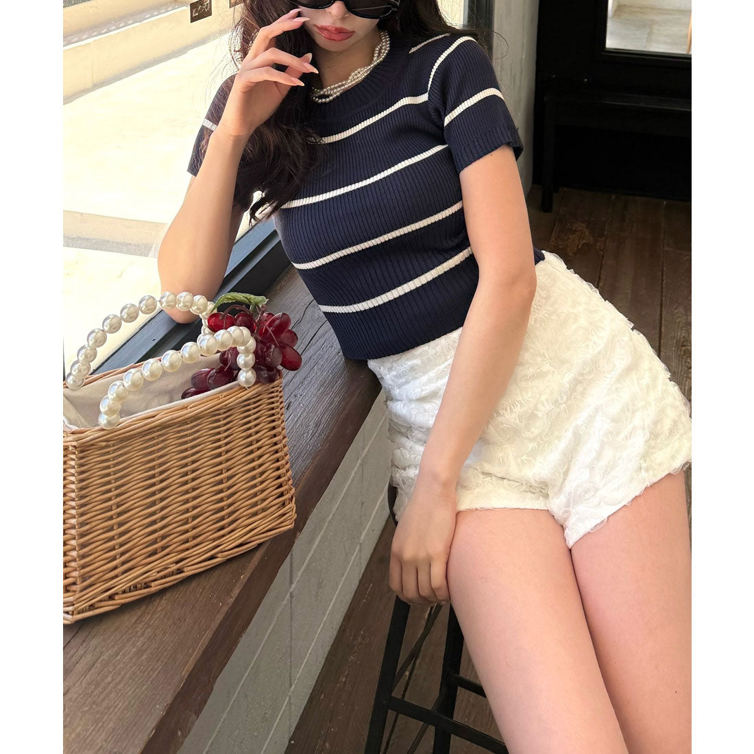Royal Party Washable Compact Short Sleeve Knit Top