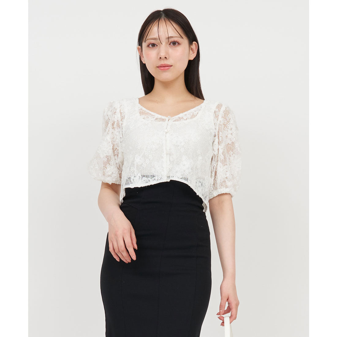 ロイヤルパーティー ROYAL PARTY 3Dレースブラウスアンサンブル (オフホワイト) オフホワイト