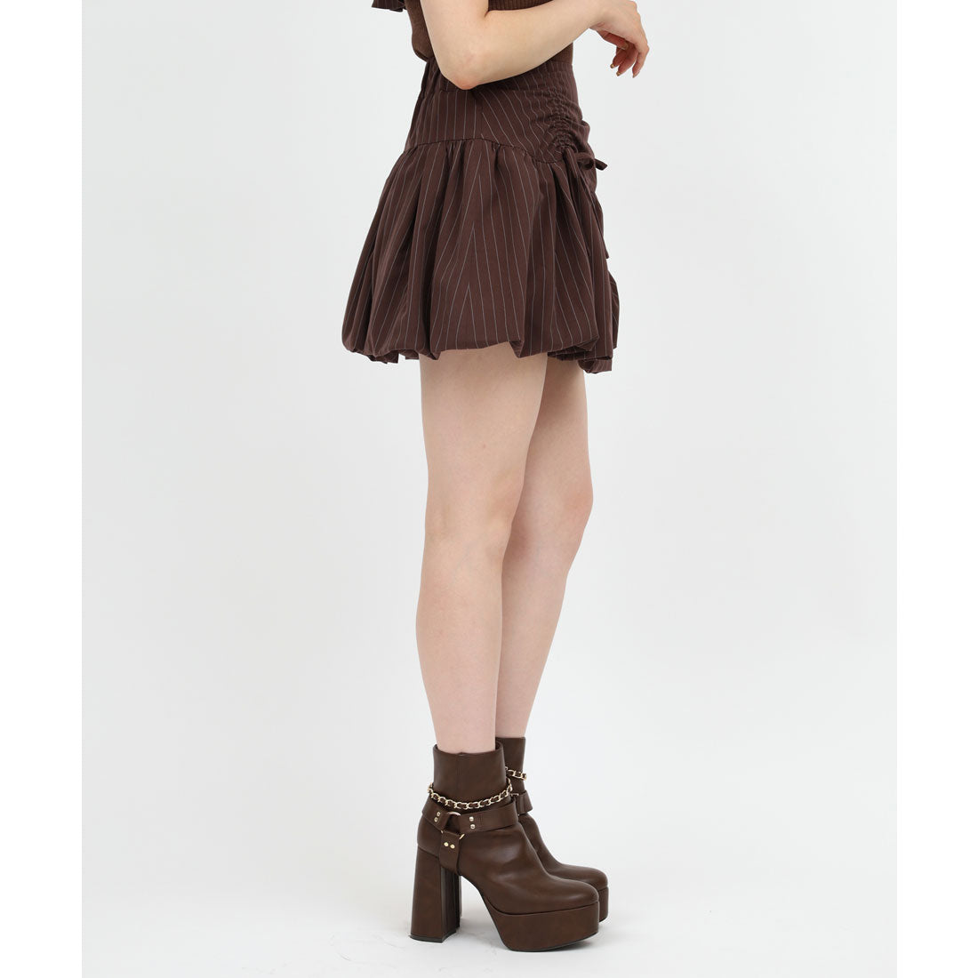 ロイヤルパーティー ROYAL PARTY ドロストリボンバルーンミニスカート (ブラック) ブラック