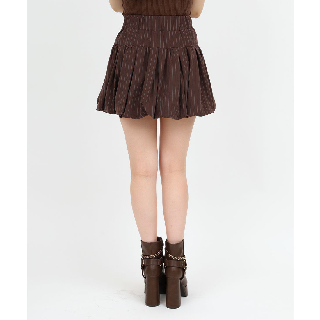 ロイヤルパーティー ROYAL PARTY ドロストリボンバルーンミニスカート (ブラック) ブラック