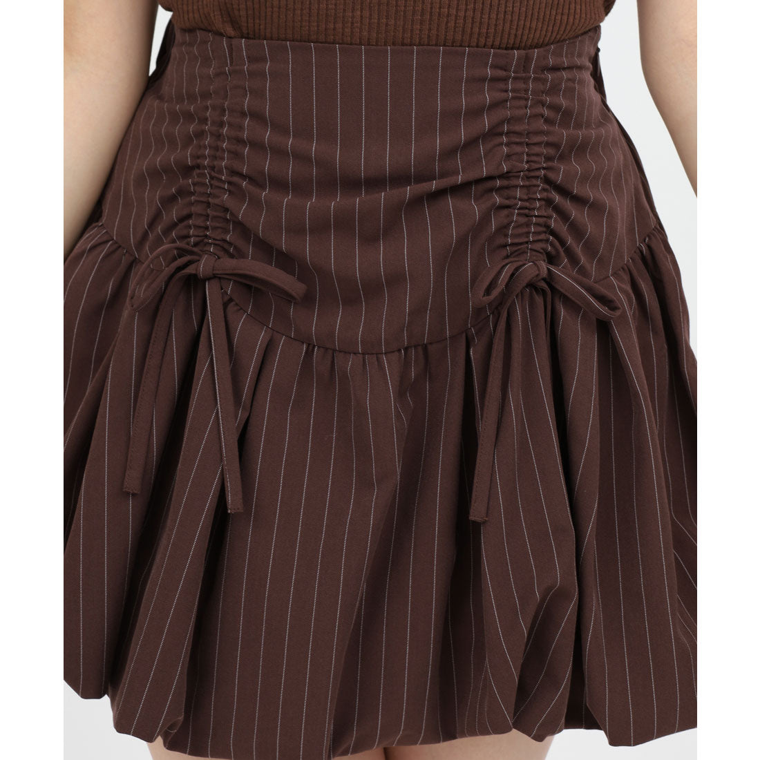 ロイヤルパーティー ROYAL PARTY ドロストリボンバルーンミニスカート (ブラック) ブラック