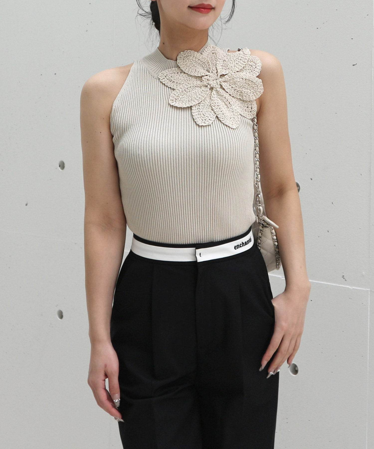 ロイヤルパーティー ROYAL PARTY かぎ針コサージュアメスリトップス