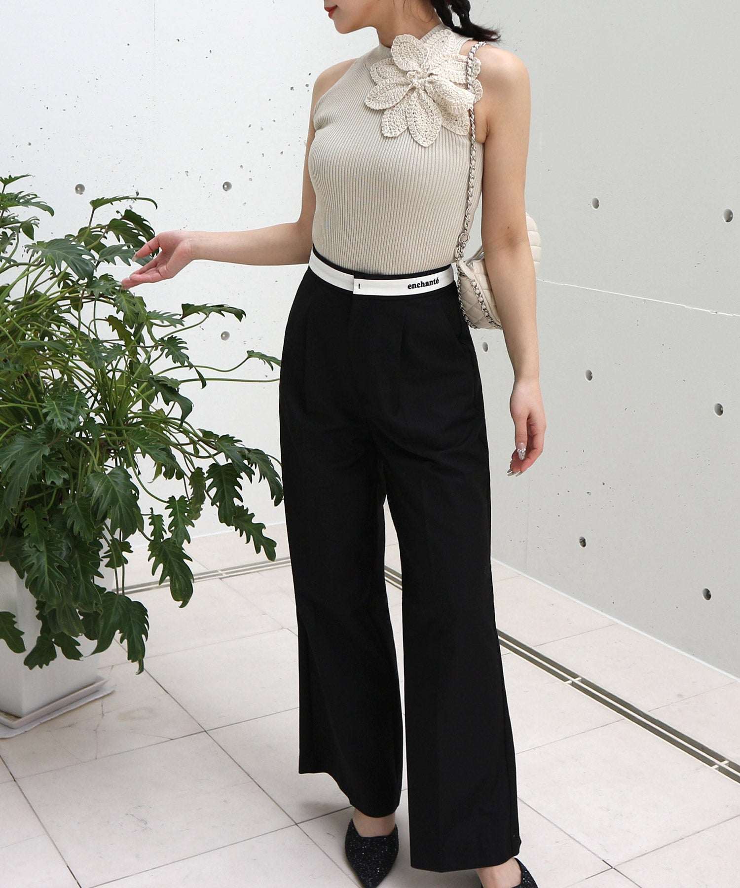 ロイヤルパーティー ROYAL PARTY かぎ針コサージュアメスリトップス